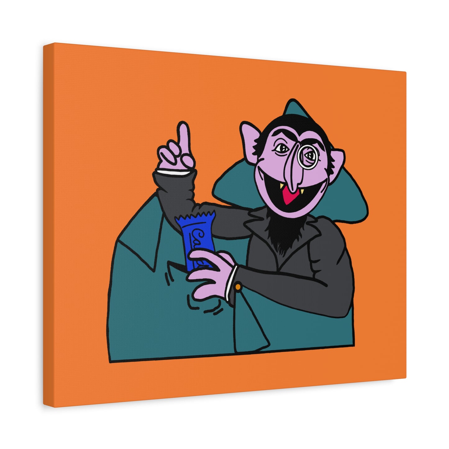 The Count Stealing Candy Canvas Print Orange - Sesame Street The Count Parody Art