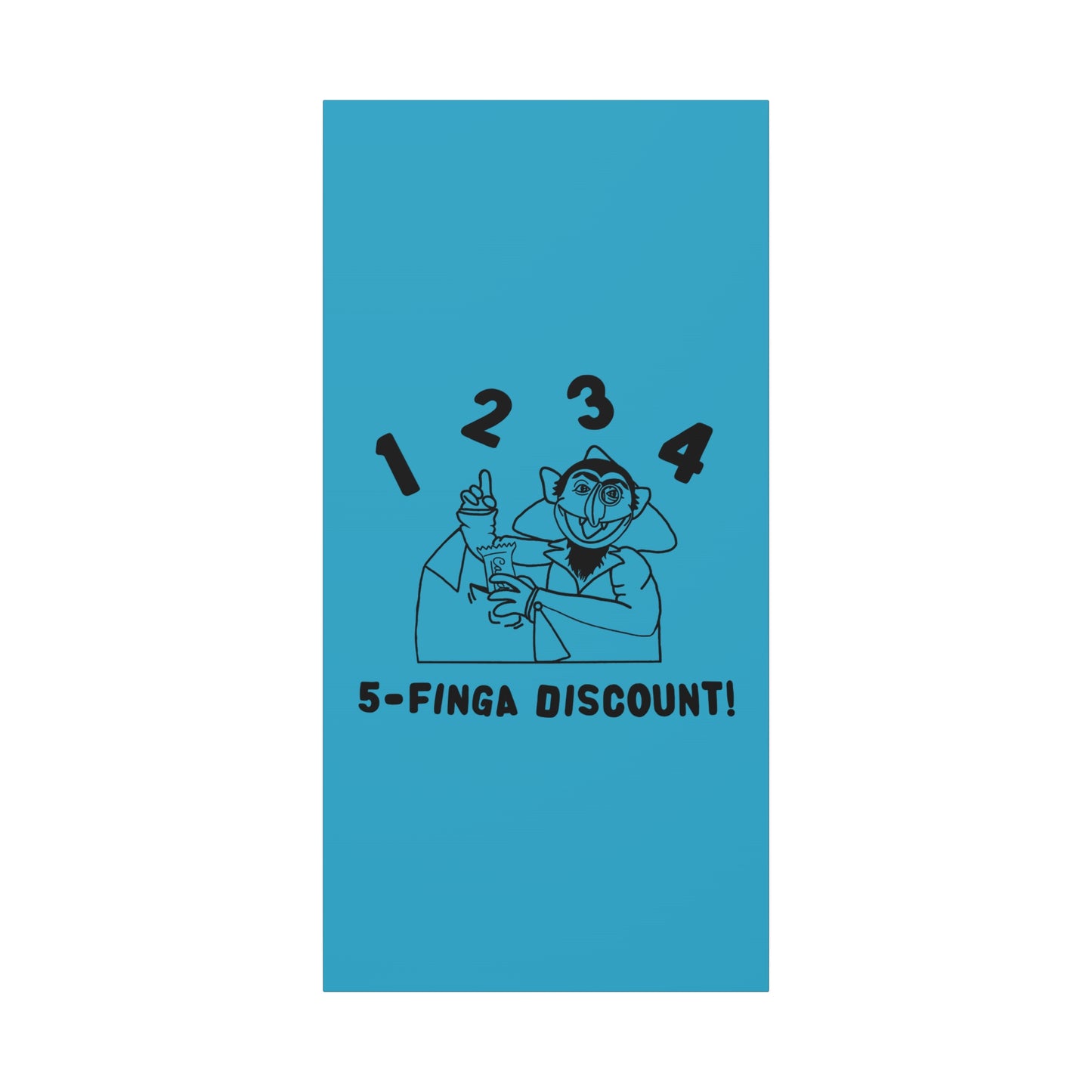 Five Finger Discount Outline Canvas Print Turquoise - Sesame Street The Count Parody Art Print