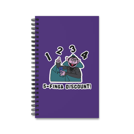 Five Finger Discount Notebook Purple - Sesame Street The Count Parody Spiral Notebook