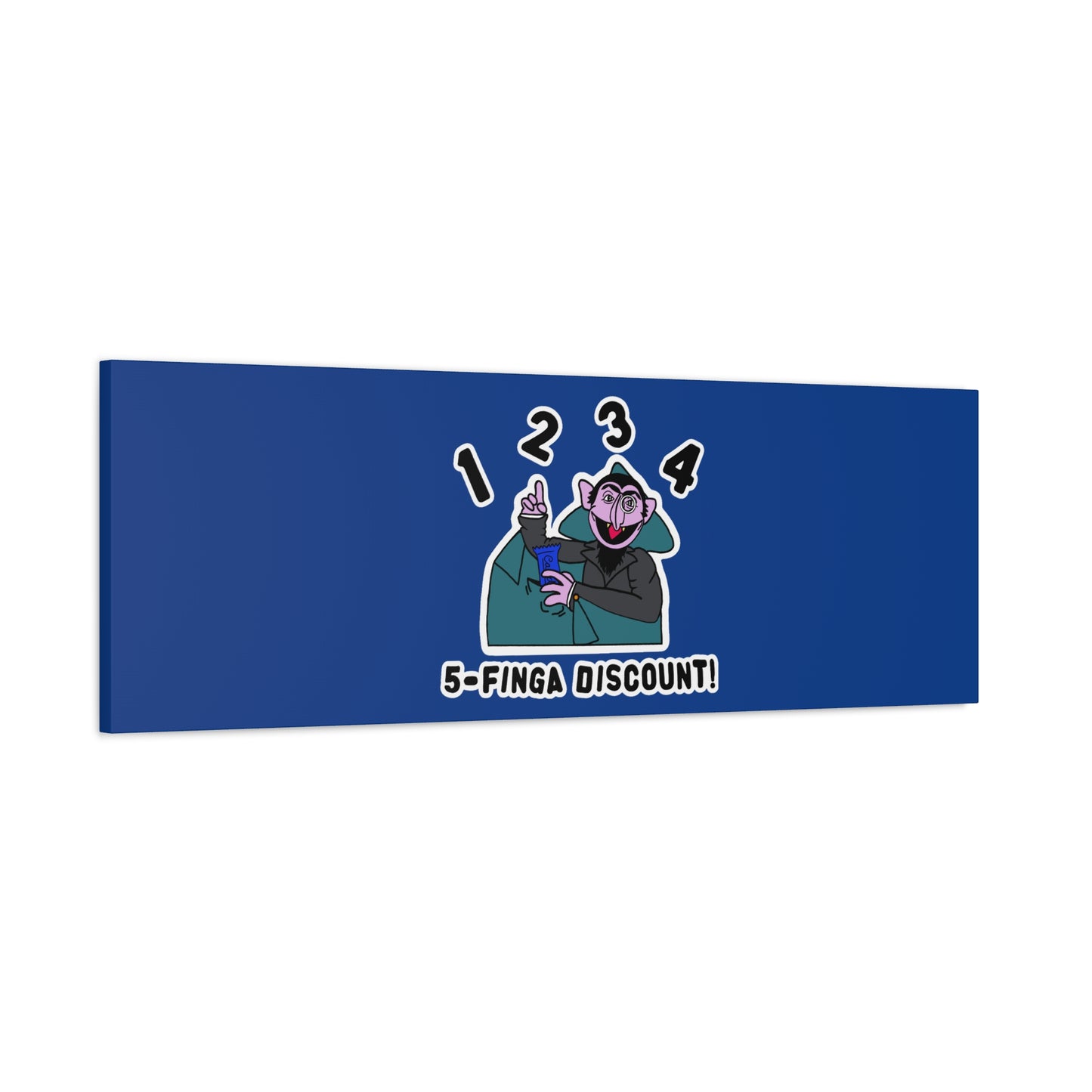 Five Finger Discount Canvas Print Dark Blue - Sesame Street The Count Parody Art Print