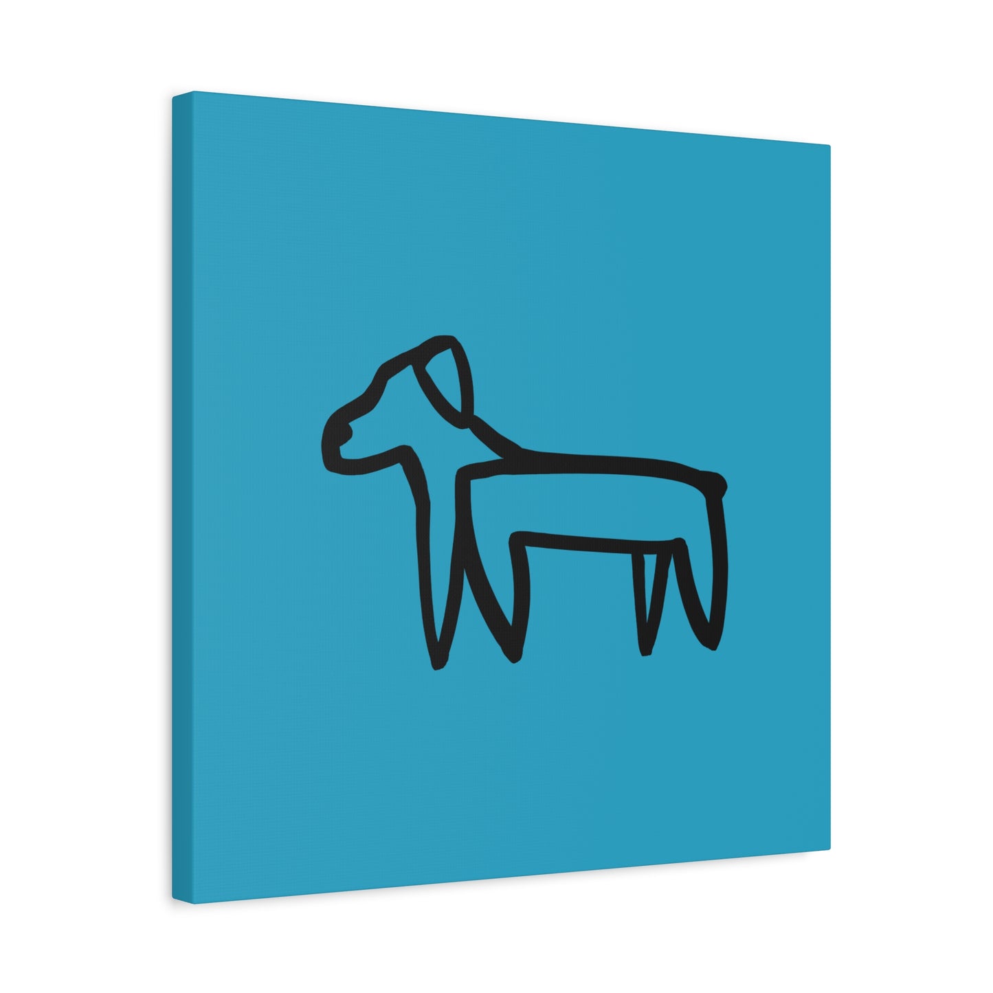 Dog Canvas Print on Turquoise (Transparent Style Black Dog) - Dog Drawing Canvas