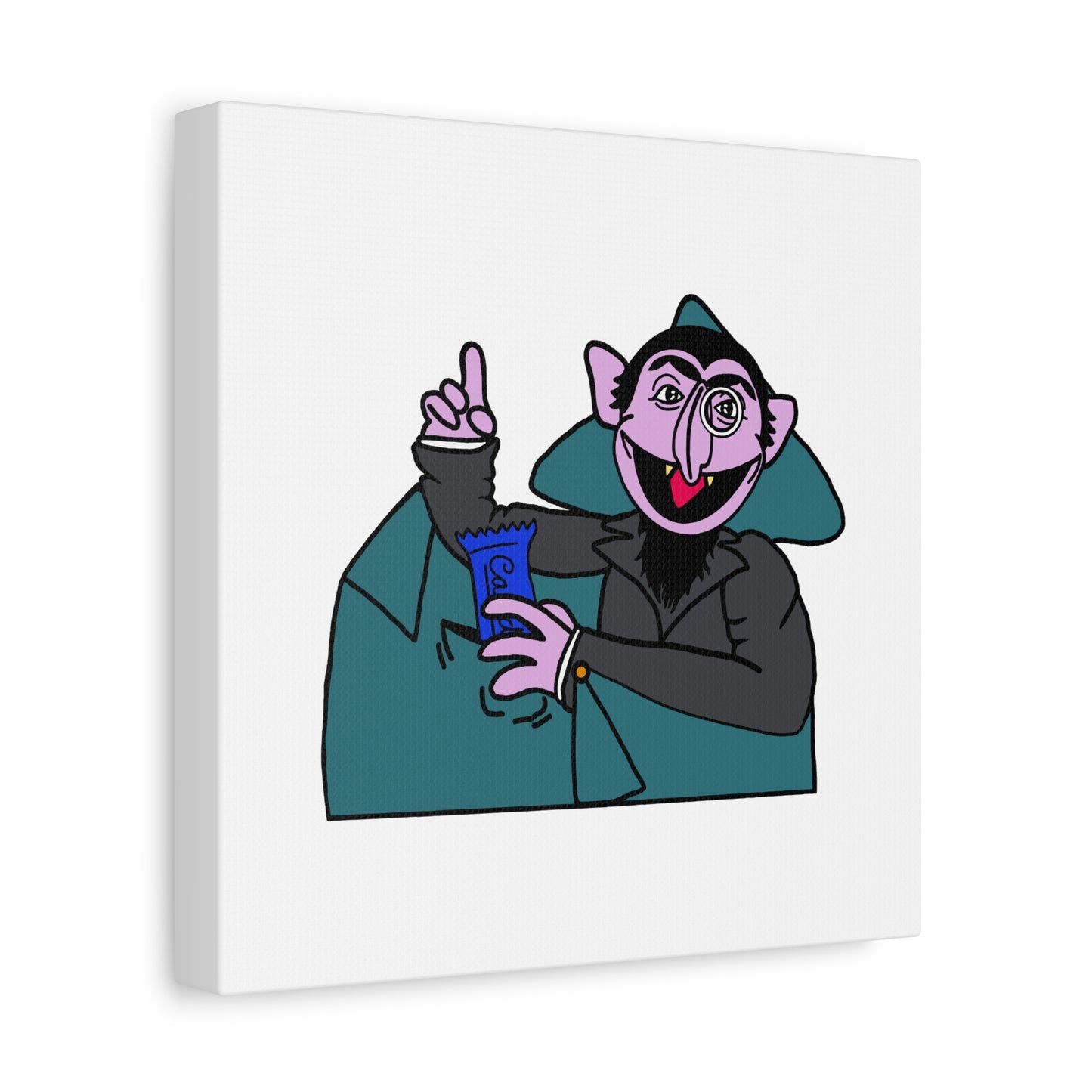 The Count Stealing Candy Canvas Print White - Sesame Street The Count Parody Art