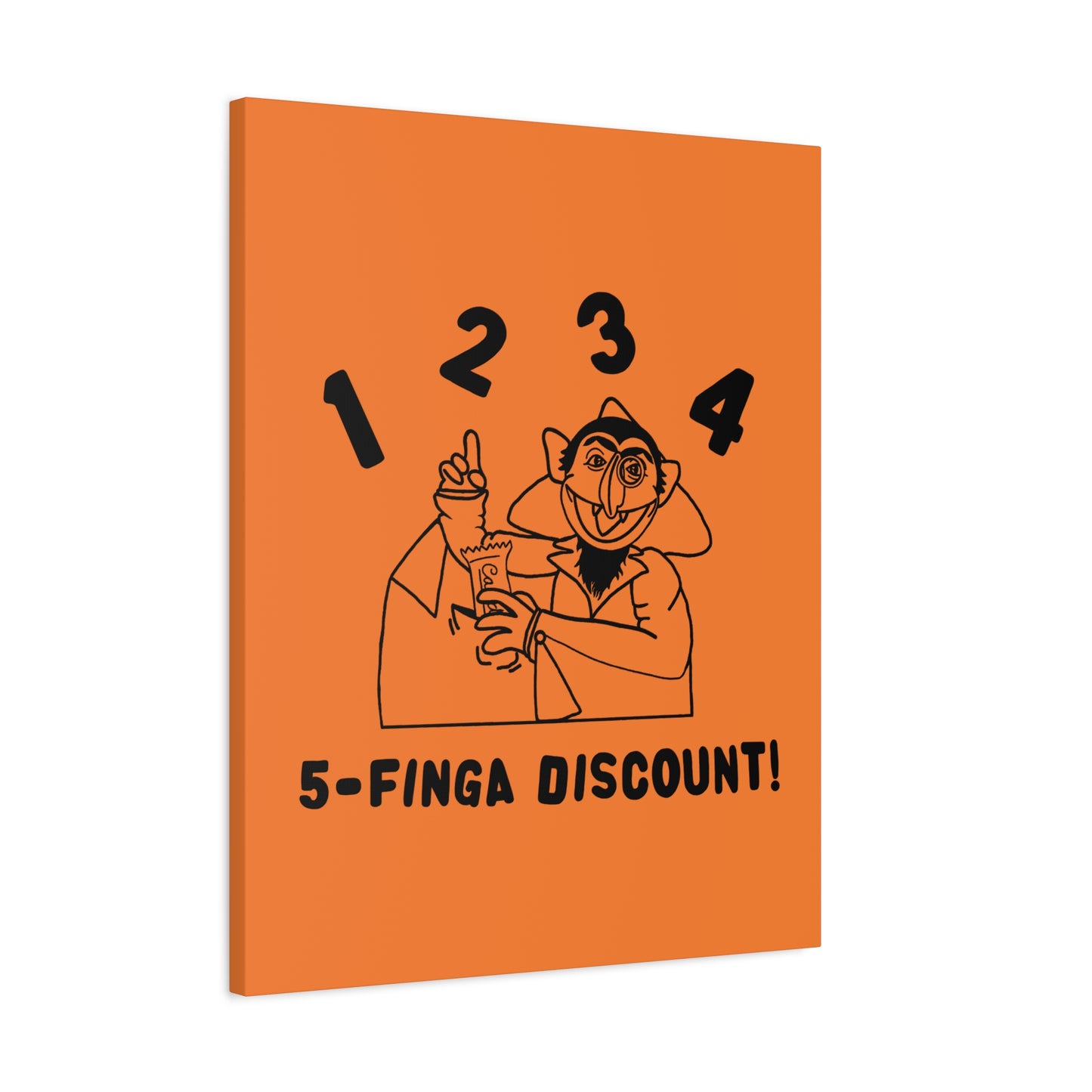 Five Finger Discount Outline Canvas Print Light Orange - Sesame Street The Count Parody Art Print