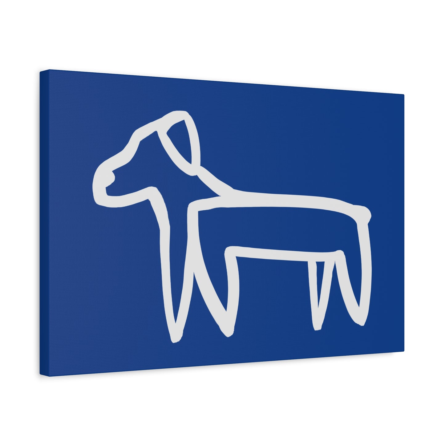 Dog Canvas Print on Blue (Transparent Style White Dog) - Dog Art Print