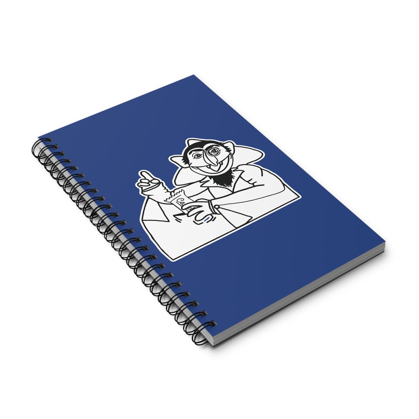 The Count Stealing Candy Outline Spiral Notebook Dark Blue - Sesame Street The Count Parody Notebook