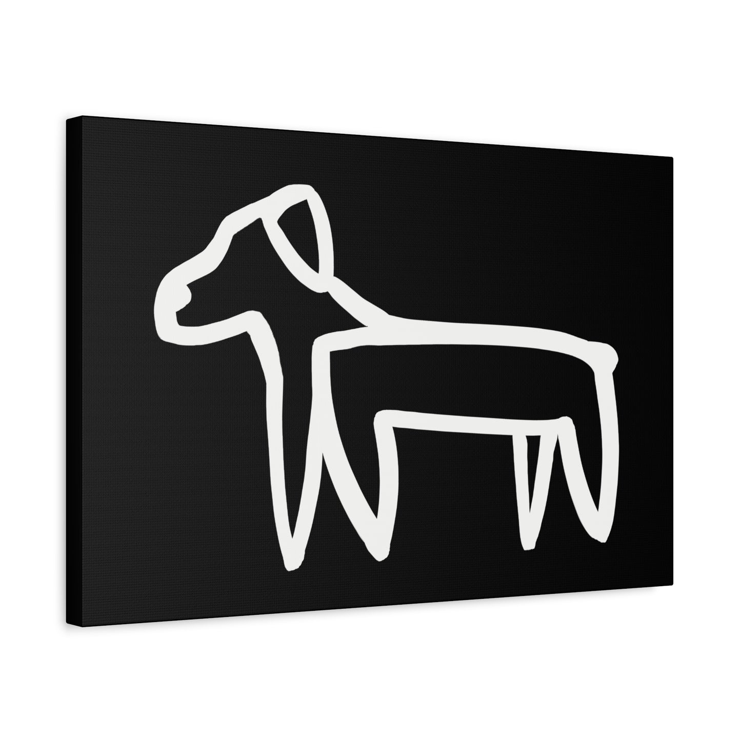 Dog Canvas Print on Black (Transparent Style White Dog) - Dog Art Print
