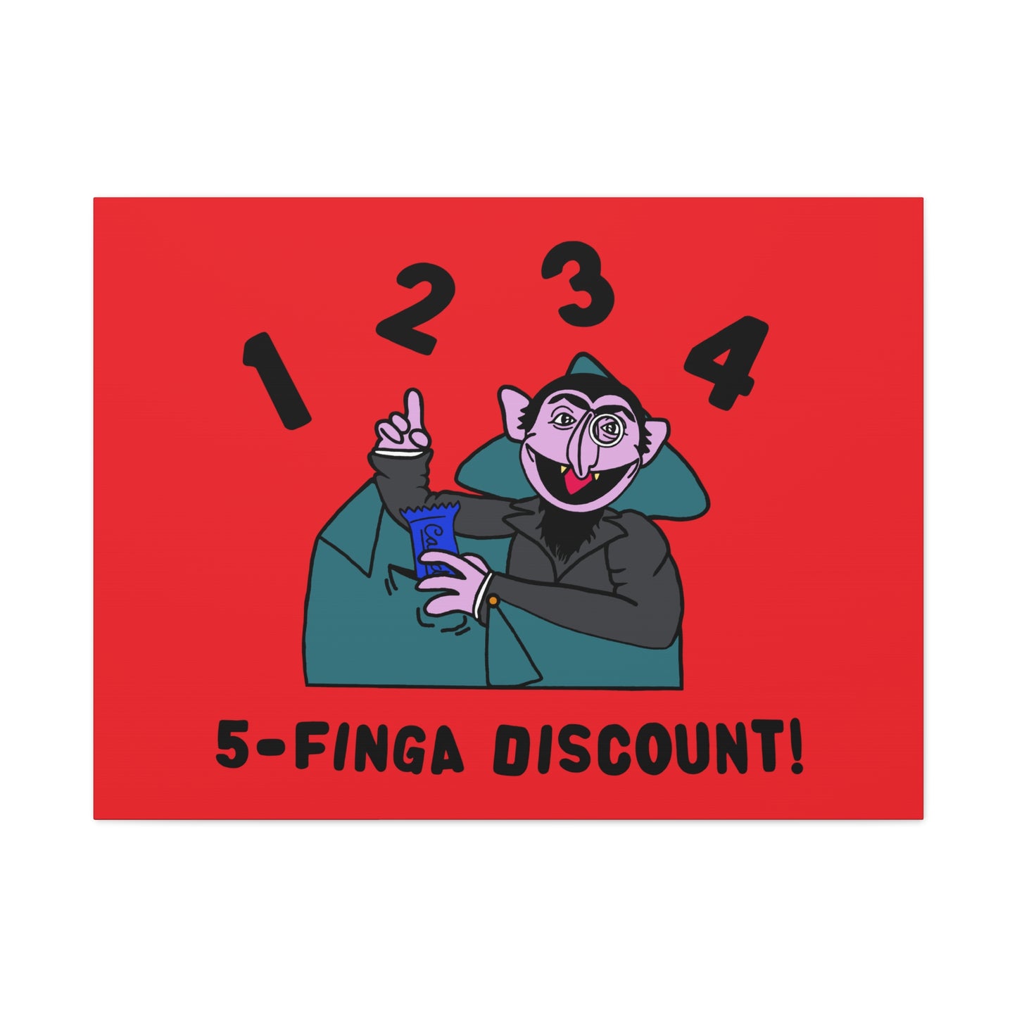 Five Finger Discount Canvas Print Red - Sesame Street The Count Parody Art Print