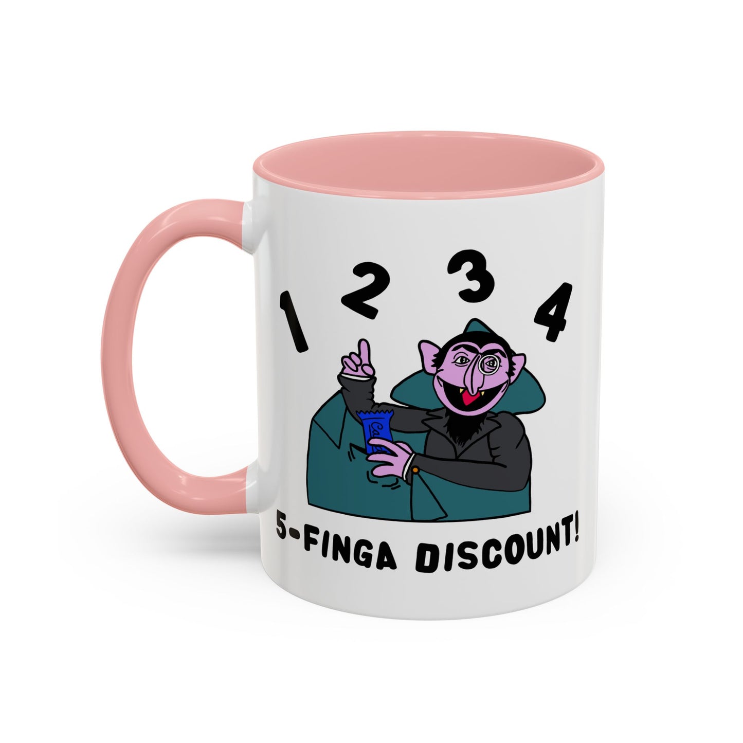 Five Finger Discount Accent Coffee Mug - Sesame Street The Count Parody Coffee Mug