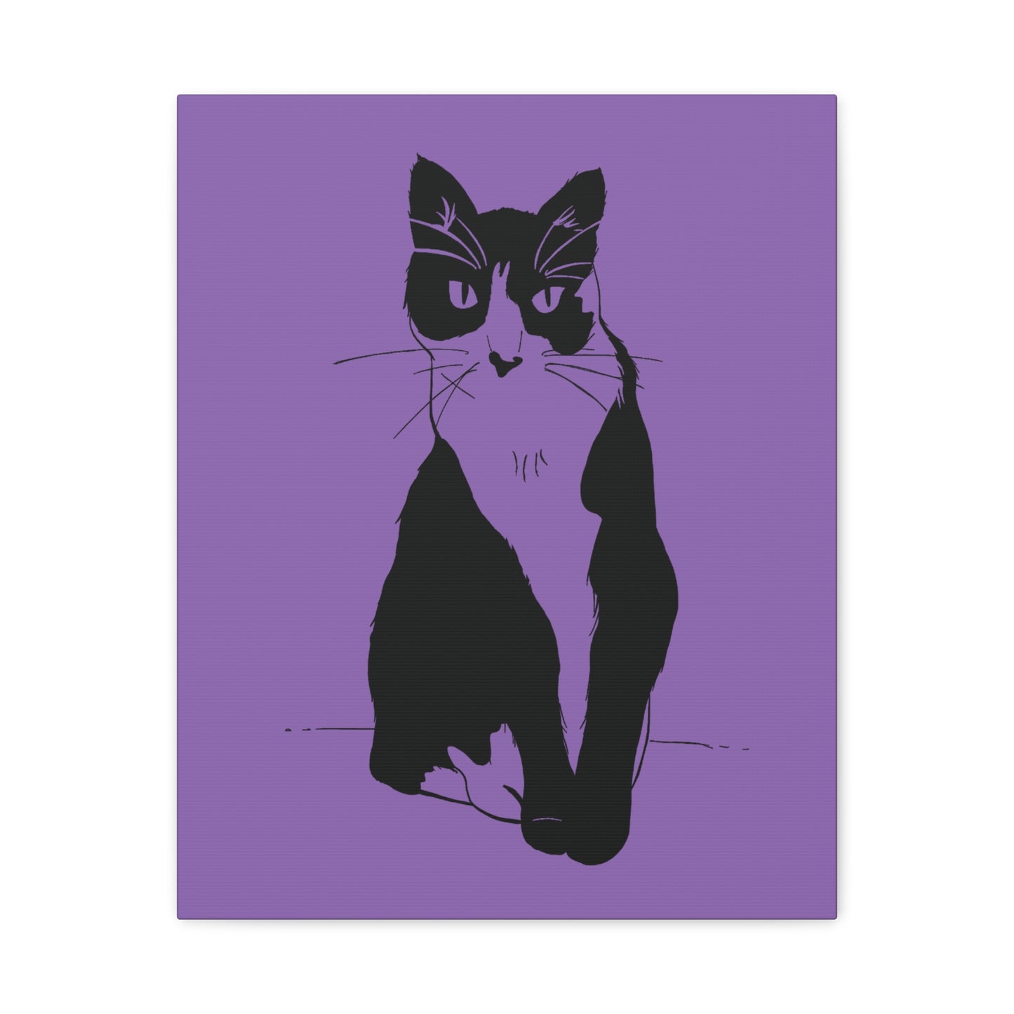 Cat Canvas Print on Purple (Transparent Style Cat) - Cat Drawing Art