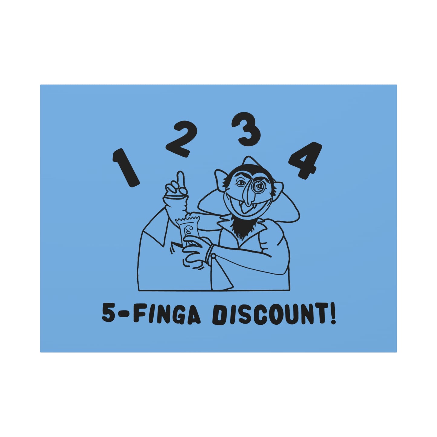 Five Finger Discount Outline Canvas Print Light Blue - Sesame Street The Count Parody Art Print
