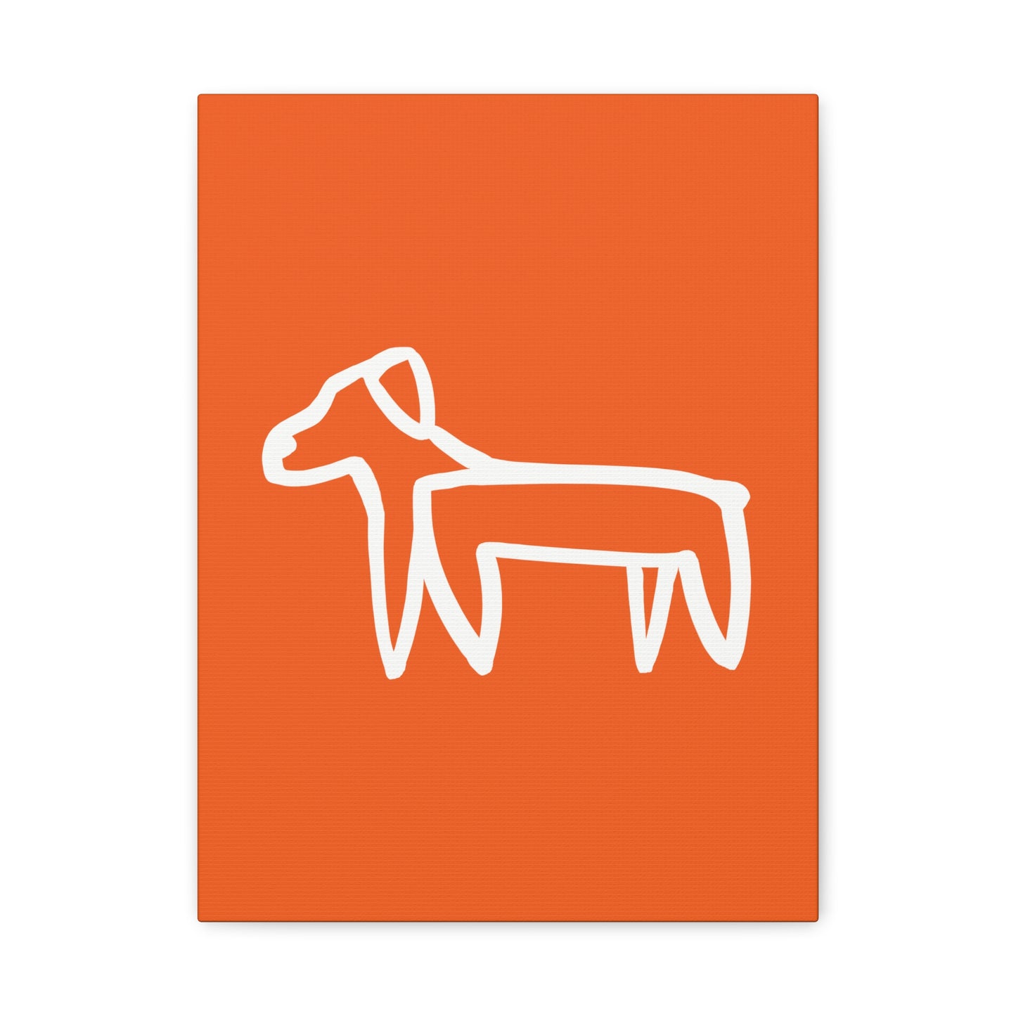 Dog Canvas Print on Orange (Transparent Style White Dog) - Dog Art Print