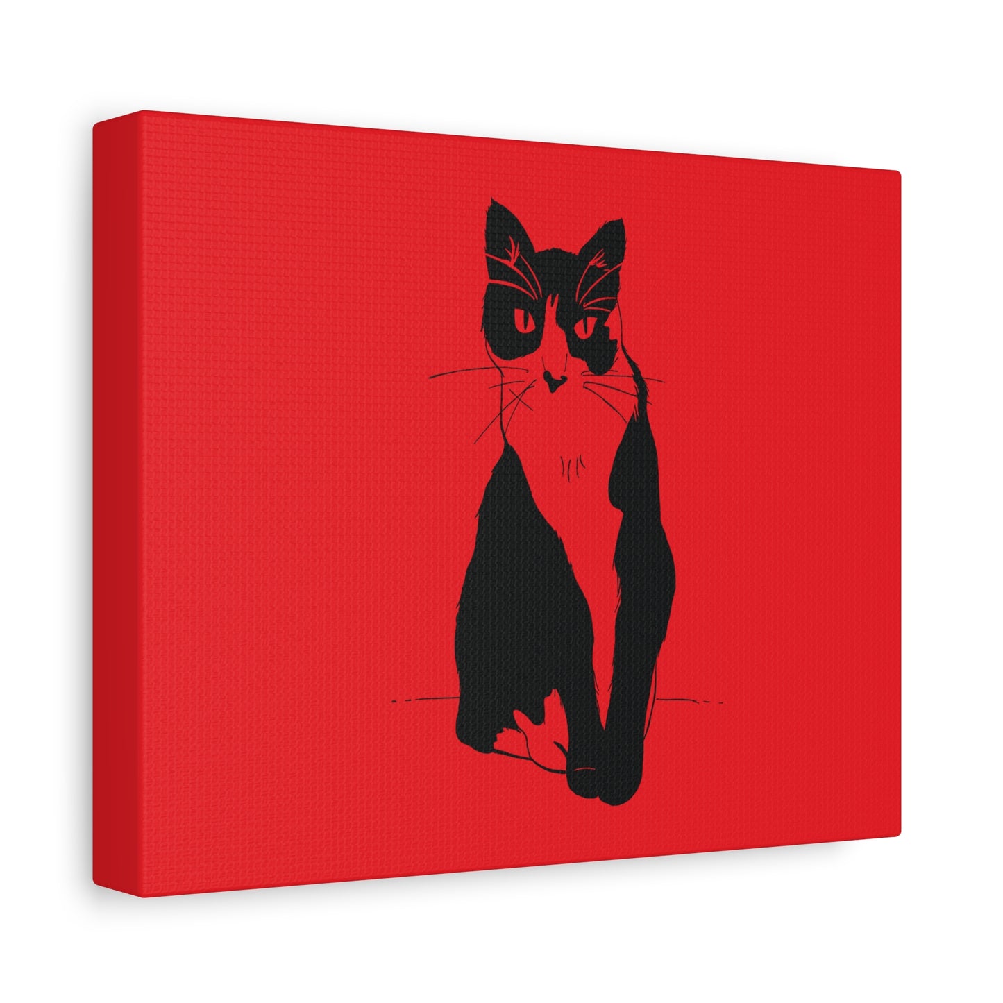 Cat Canvas Print on Red (Transparent Style Cat) - Cat Drawing Art