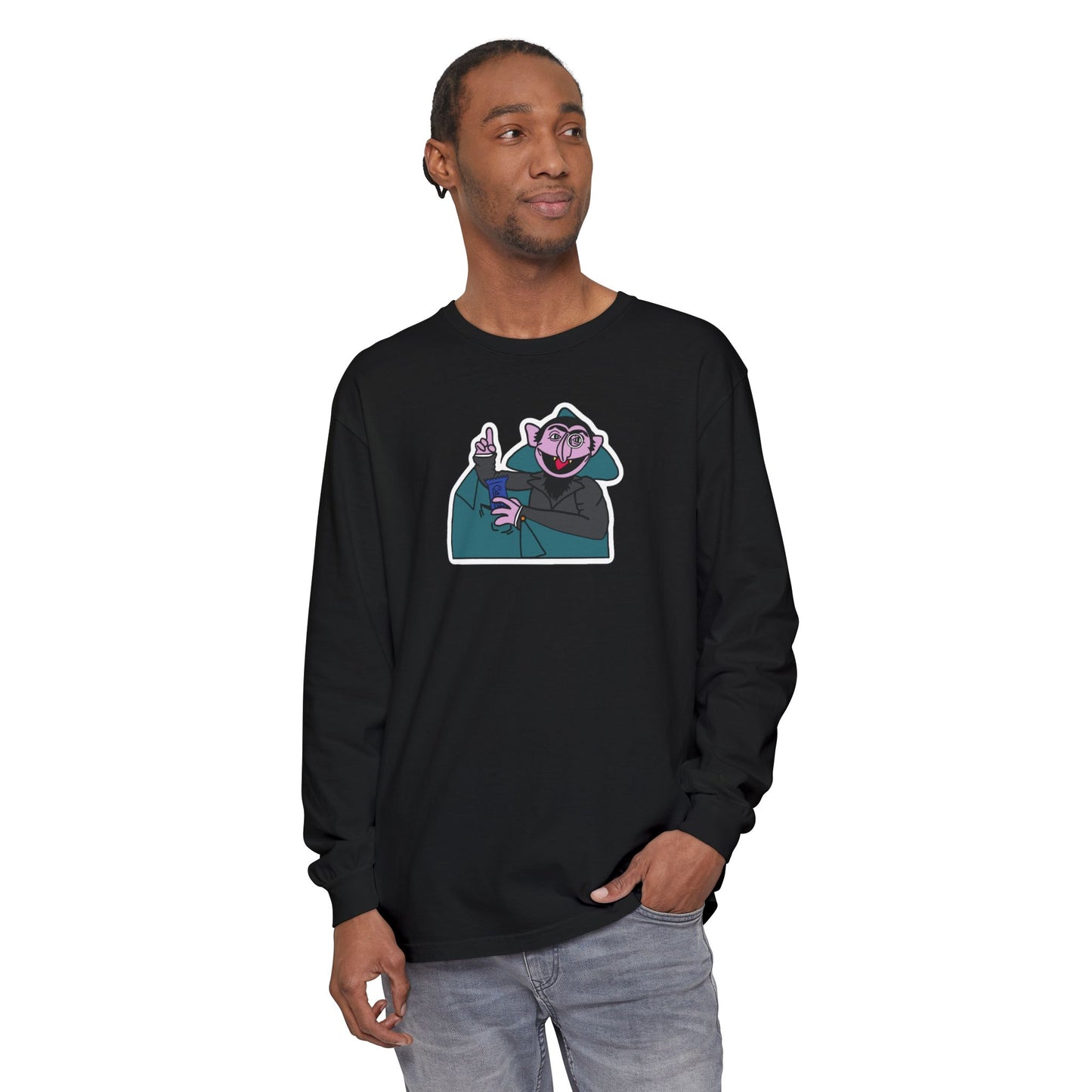 The Count Stealing Candy Long Sleeve - Sesame Street The Count Parody Long Sleeve Shirt