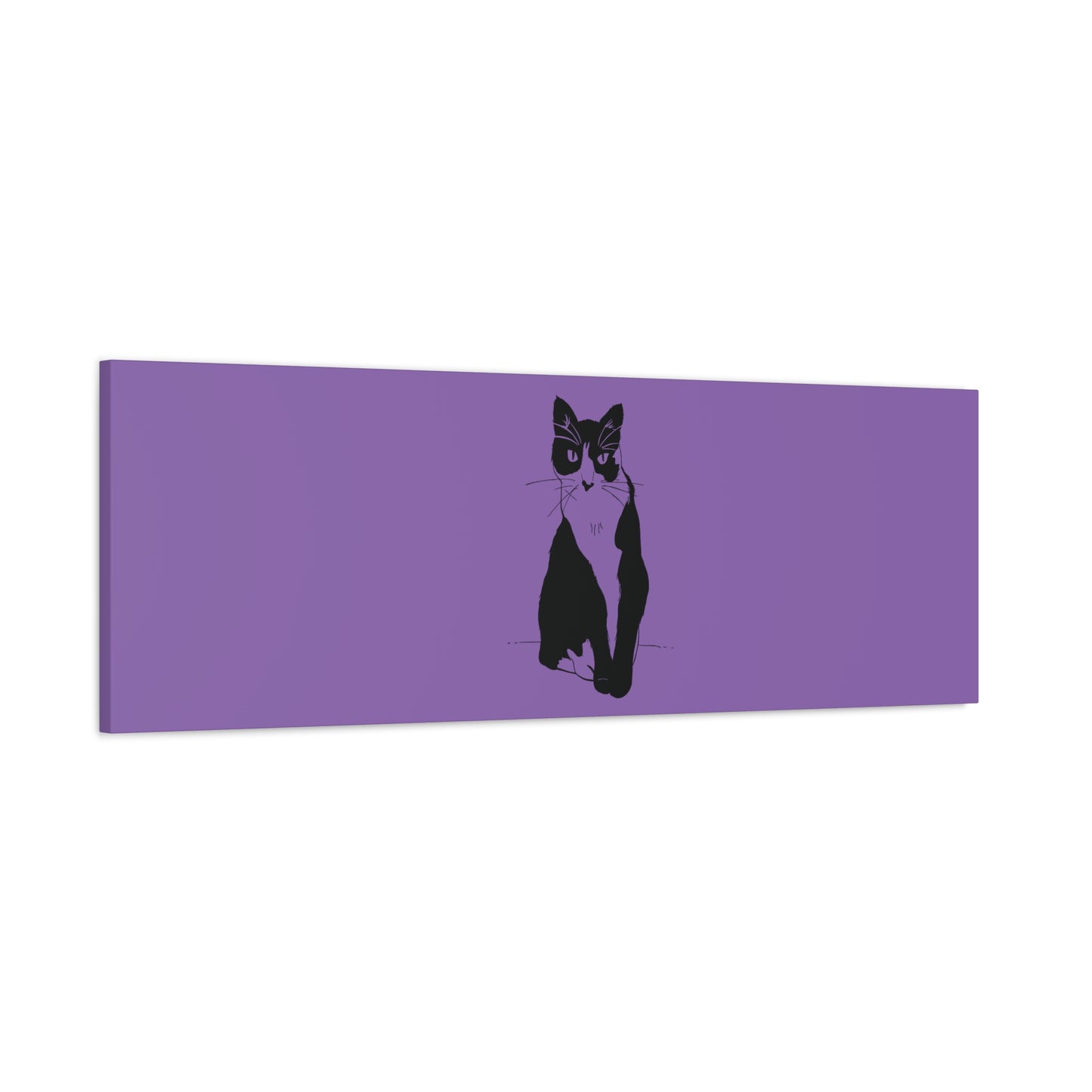 Cat Canvas Print on Purple (Transparent Style Cat) - Cat Drawing Art