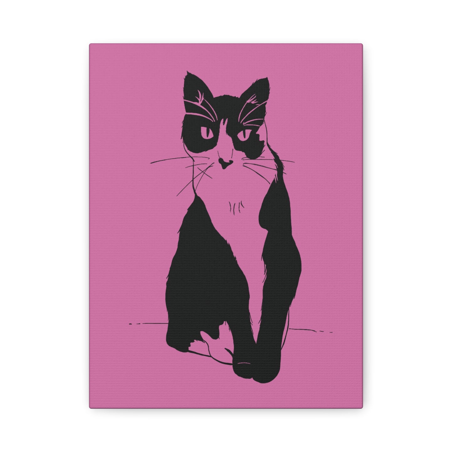 Cat Canvas Print on Pink (Transparent Style Cat) - Cat Drawing Art