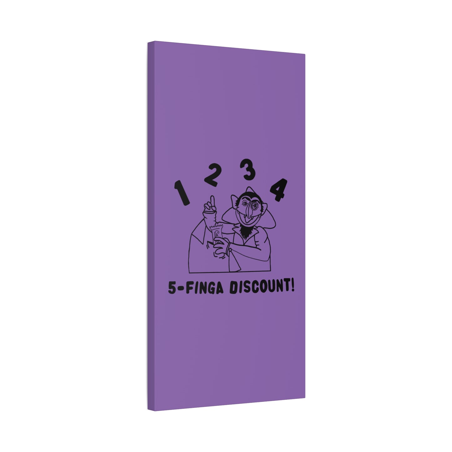 Five Finger Discount Outline Canvas Print Light Purple - Sesame Street The Count Parody Art Print