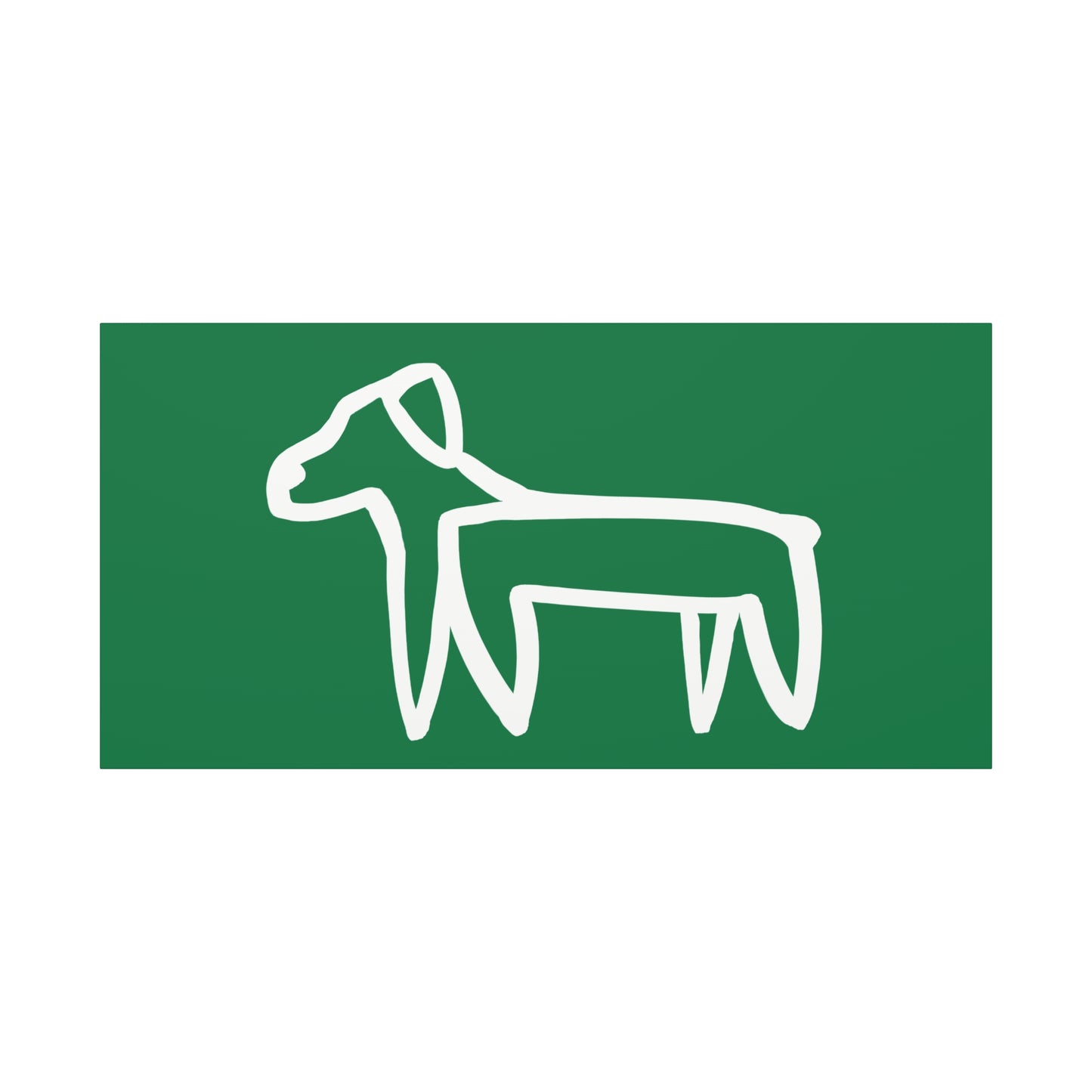 Dog Canvas Print on Green (Transparent Style White Dog) - Dog Art Print