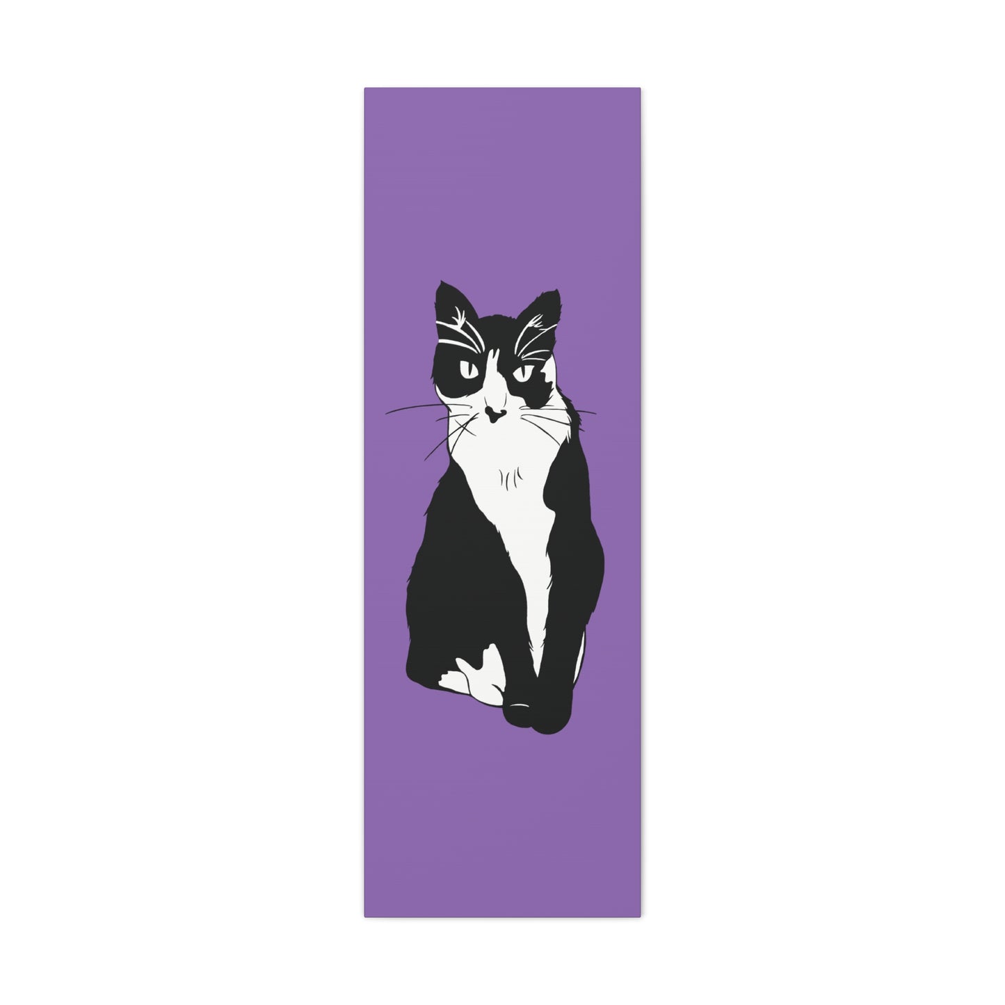 Cat Canvas on Light Purple (B&W Style Cat) - Cat Drawing Art