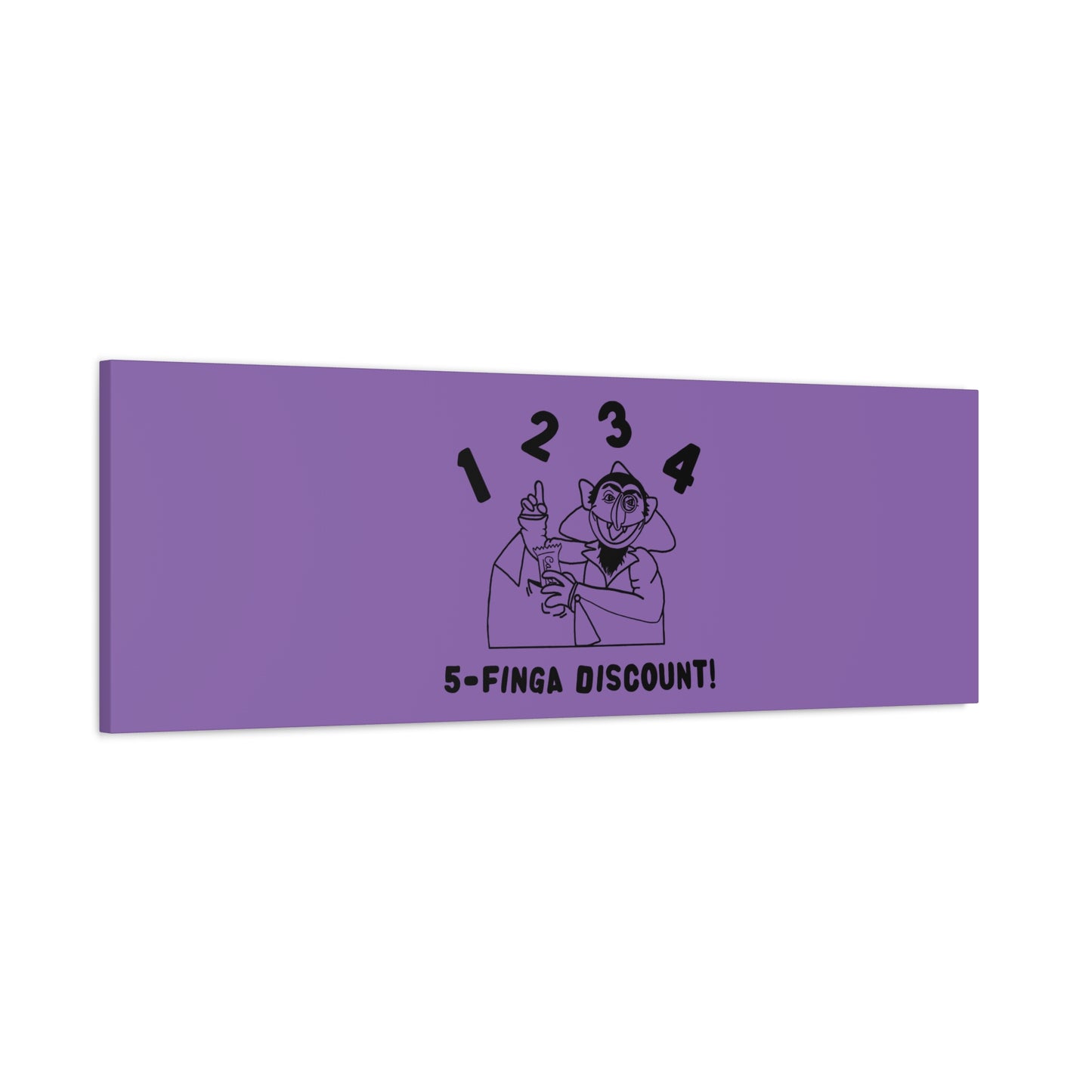 Five Finger Discount Outline Canvas Print Light Purple - Sesame Street The Count Parody Art Print