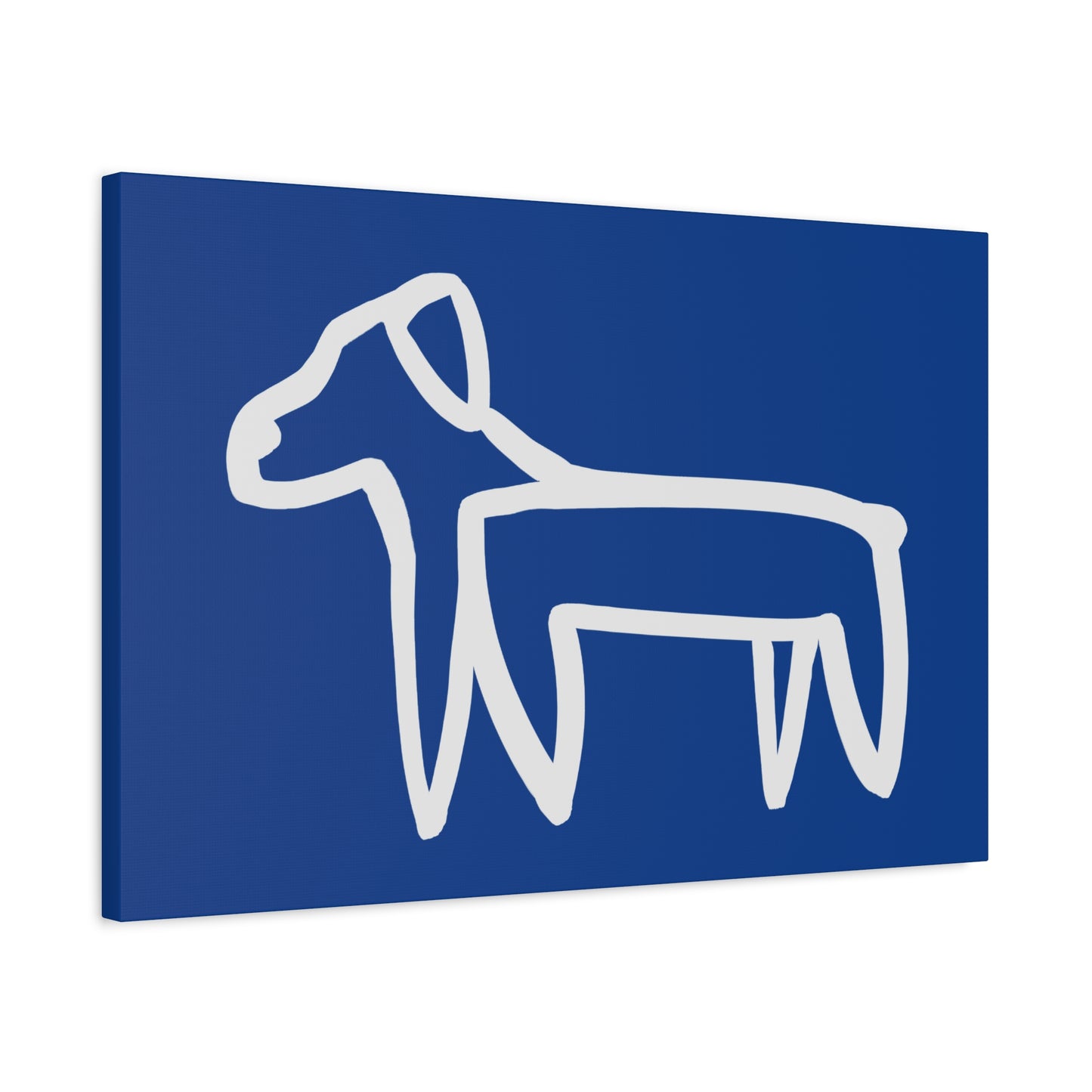Dog Canvas Print on Blue (Transparent Style White Dog) - Dog Art Print