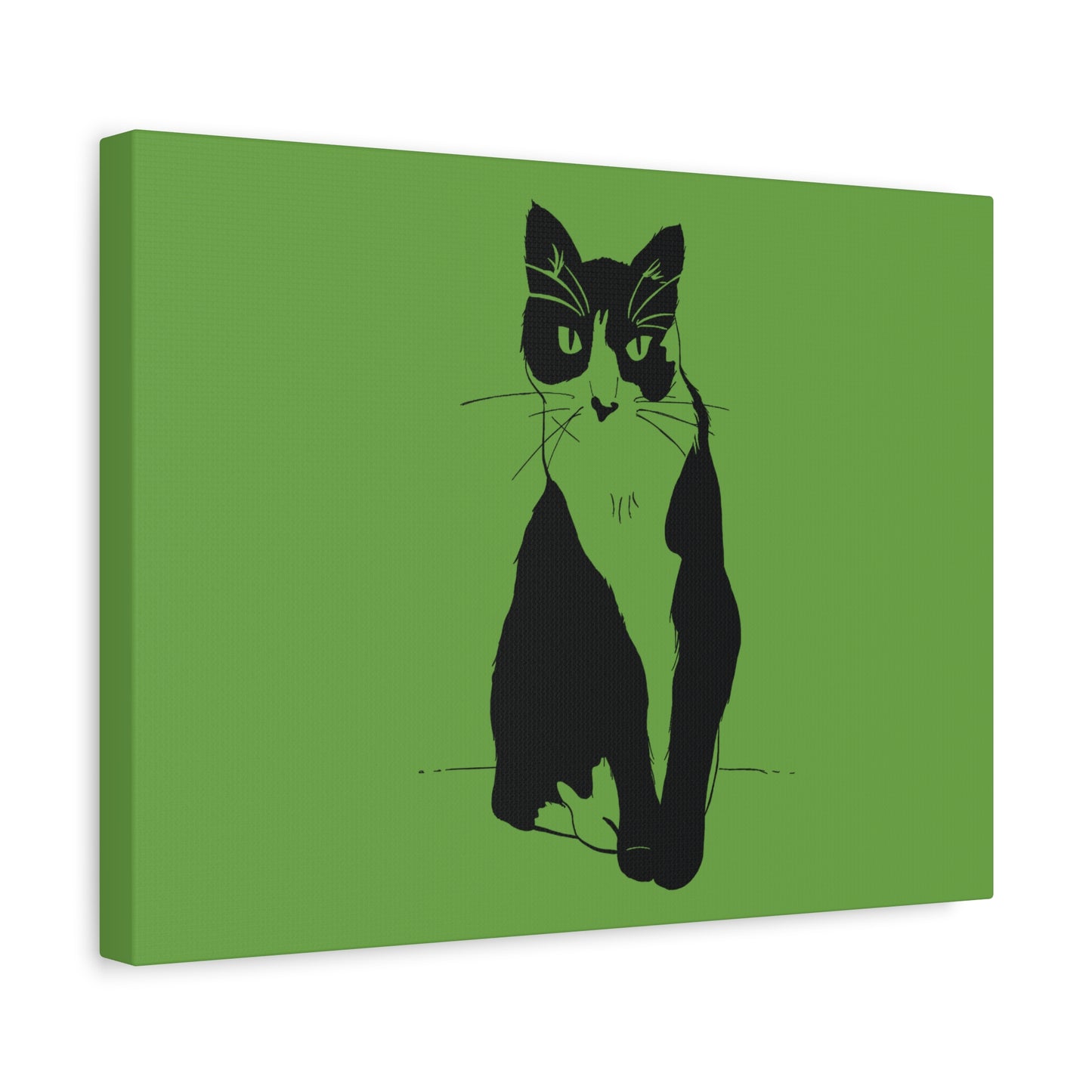 Cat Canvas Print on Green (Transparent Style Cat) - Cat Drawing Art
