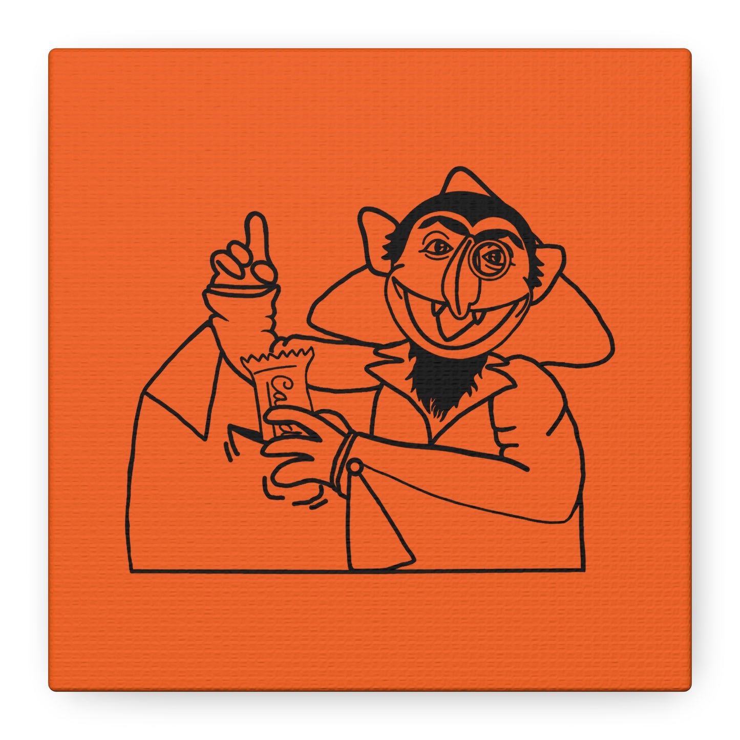 The Count Stealing Candy Outline Canvas Print Orange - Sesame Street The Count Parody Art Print