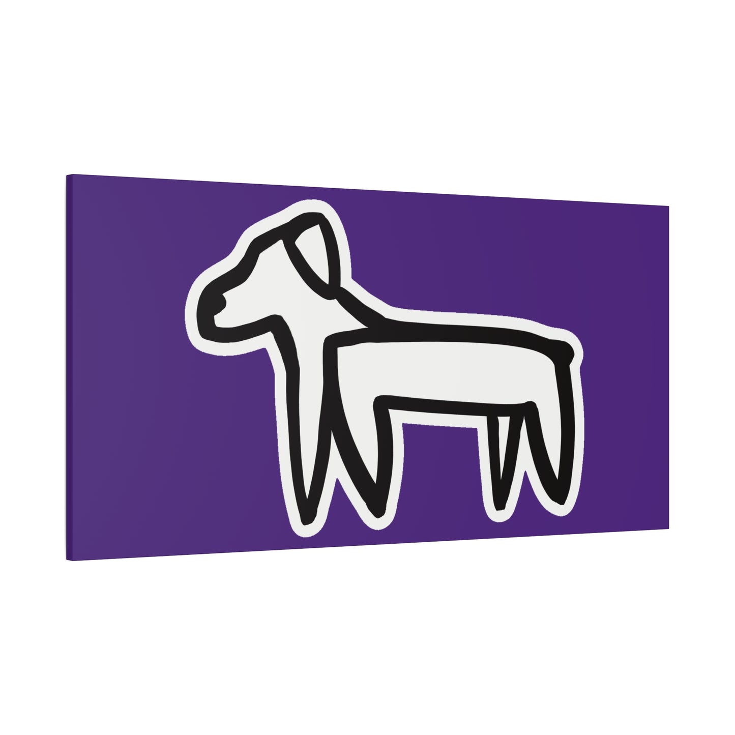 Dog Canvas Print on Purple (Sticker Style White Dog) - Dog Art Print