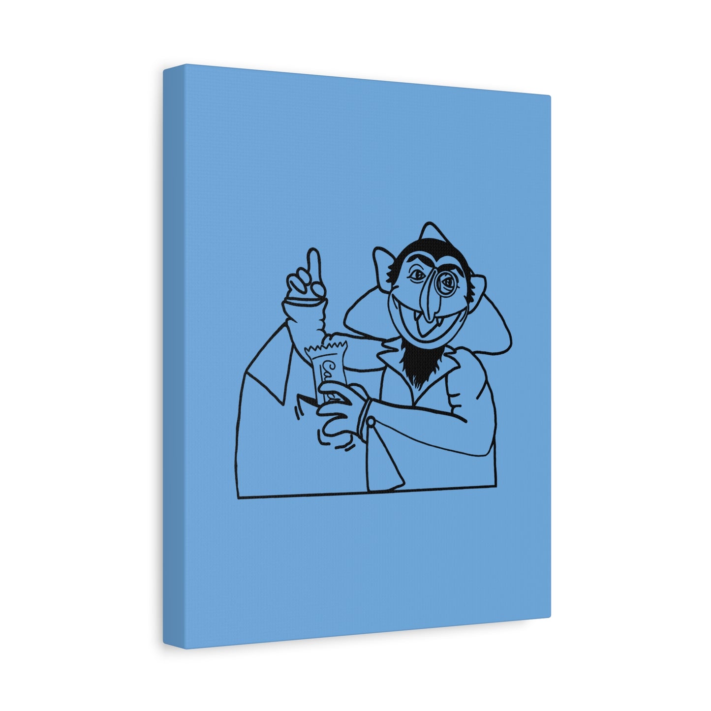 The Count Stealing Candy Outline Canvas Print Light Blue - Sesame Street The Count Parody Art