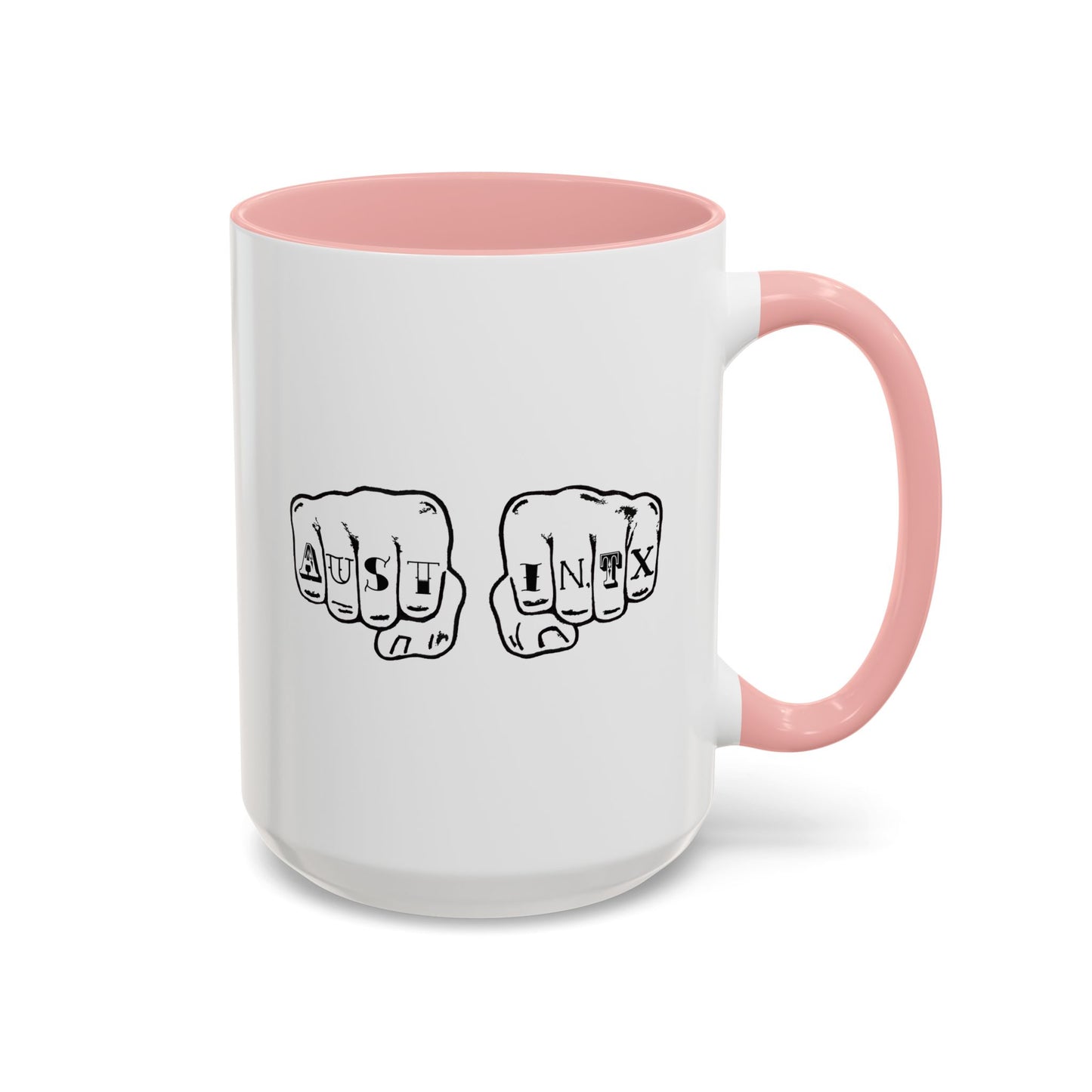 Austin Knuckle Tats Tattooed Fists Accent Mug
