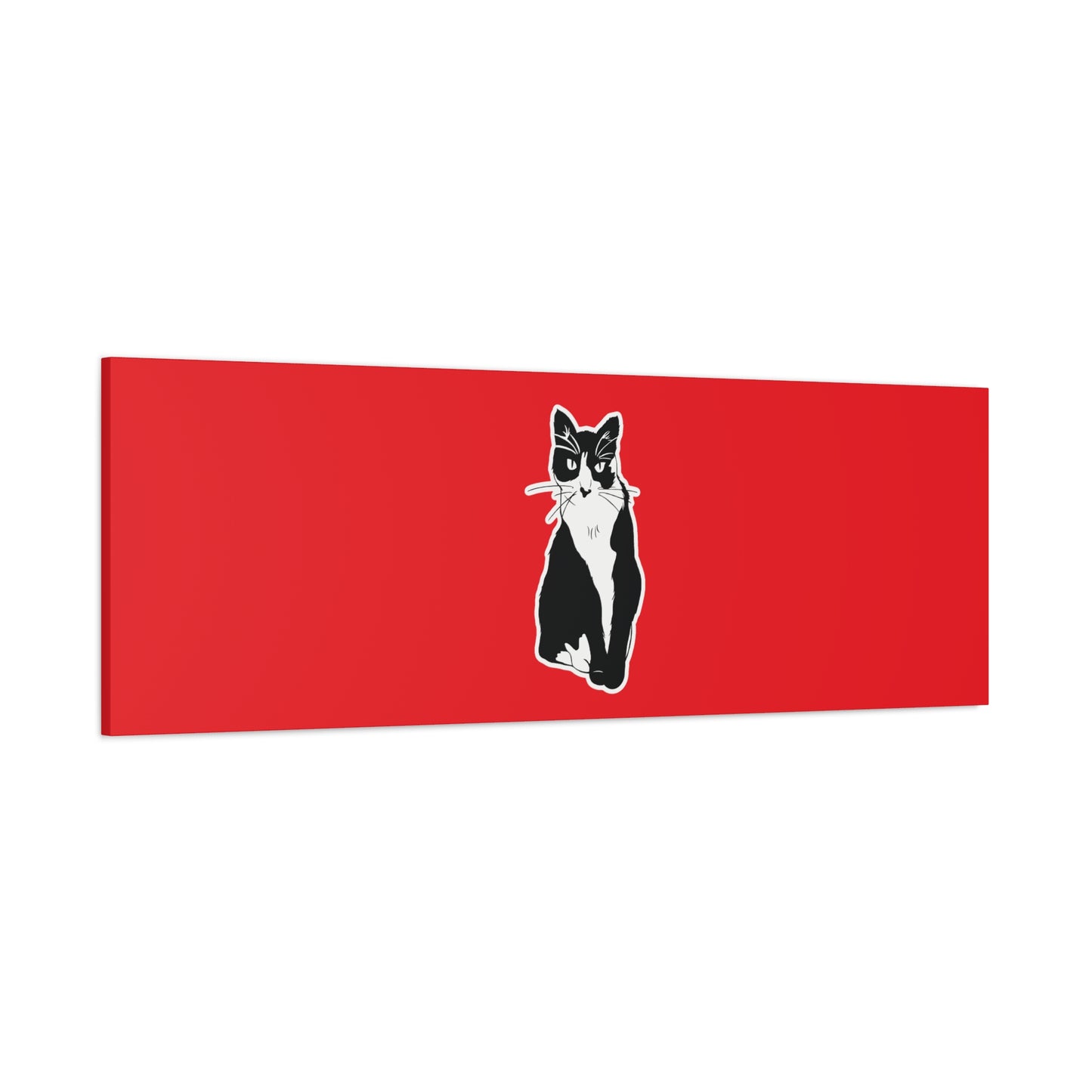 Cat Canvas Print on Red (Sticker Style Cat) - Cat Drawing Art