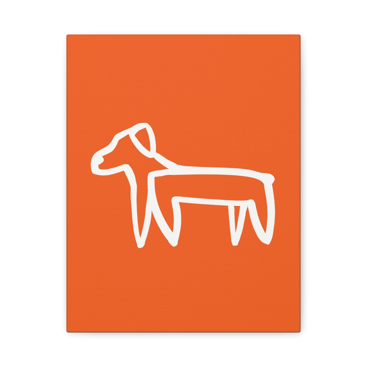 Dog Canvas Print on Orange (Transparent Style White Dog) - Dog Art Print