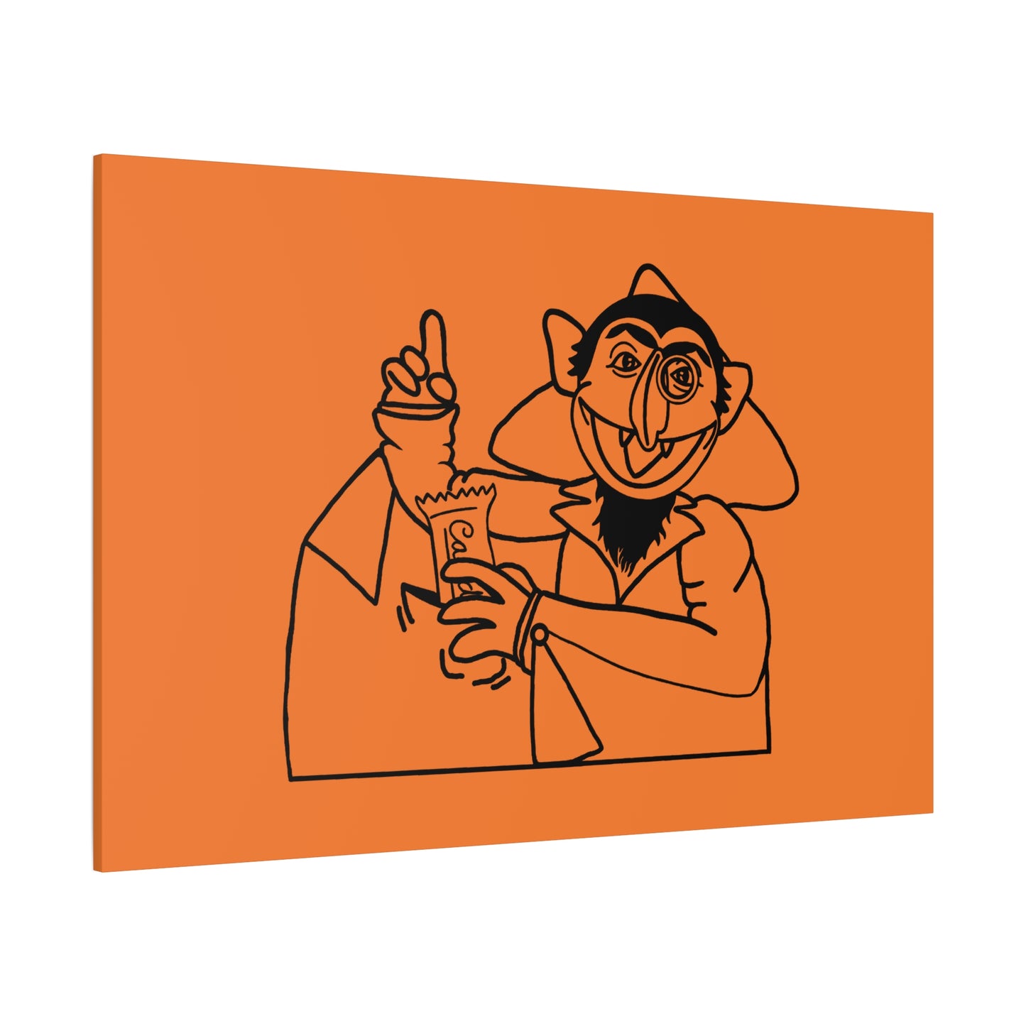 The Count Stealing Candy Outline Canvas Print Light Orange - Sesame Street The Count Parody Art
