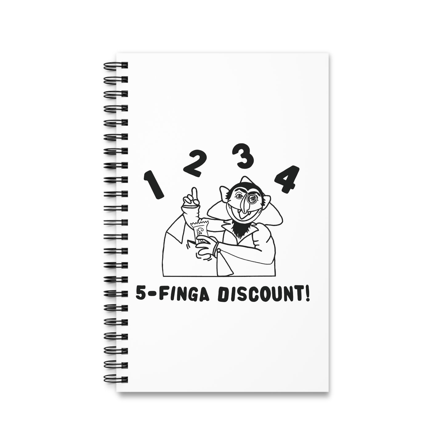 Five Finger Discount Outline Notebook White - Sesame Street The Count Parody Spiral Notebook