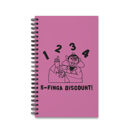 Five Finger Discount Outline Notebook Light Pink - Sesame Street Parody The Count Spiral Notebook