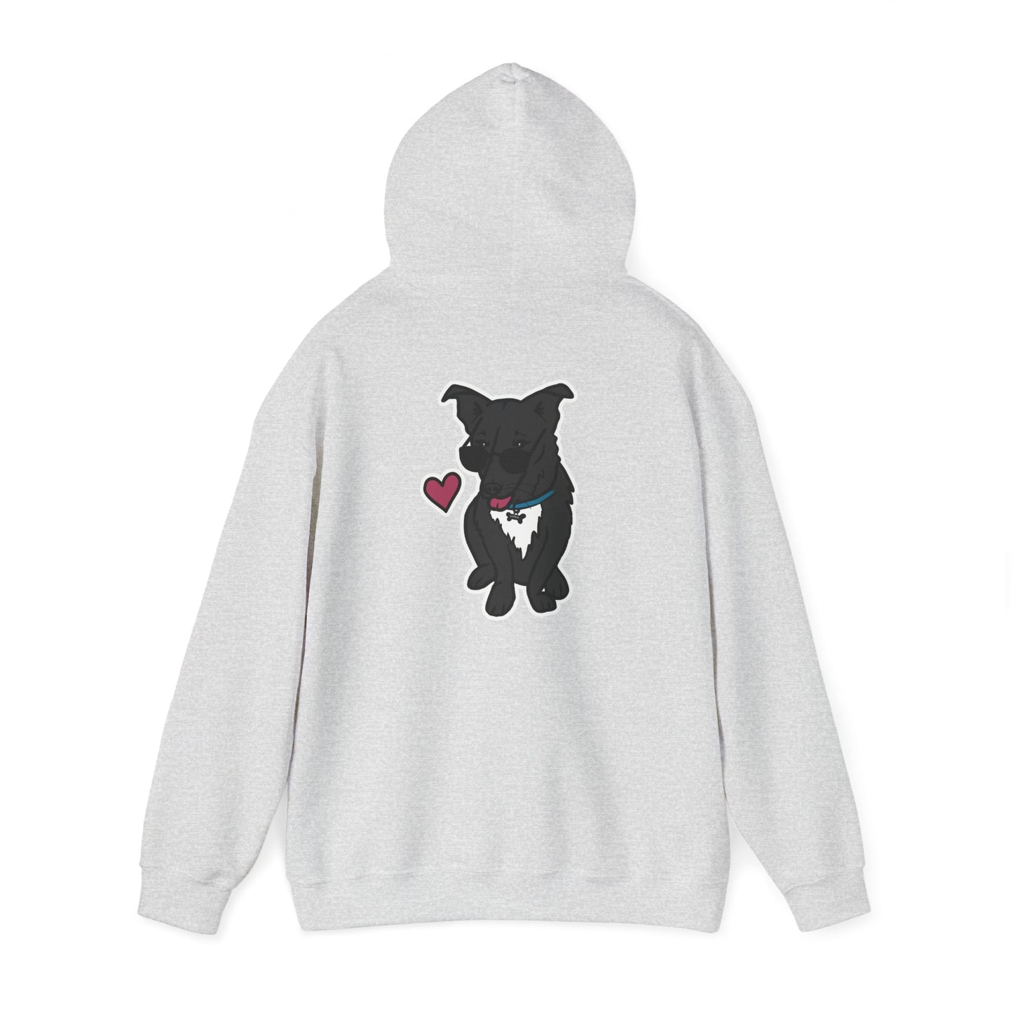 Nora the Dog Heart Hoodie Back Design (Sticker Style Nora) - Nora Hooded Sweatshirt