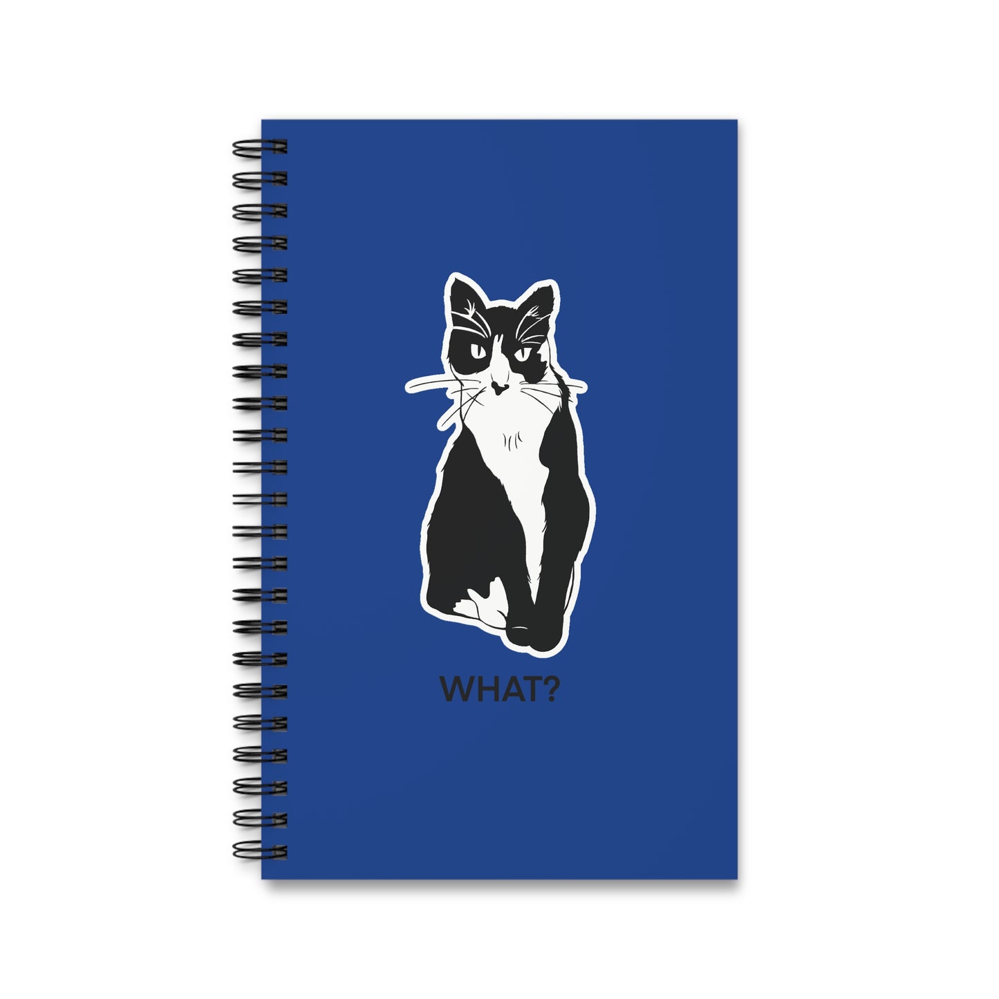 Cattitude Notebook in Dark Blue (Sticker Style Cat with Black Writing) - Cat Spiral Notebook