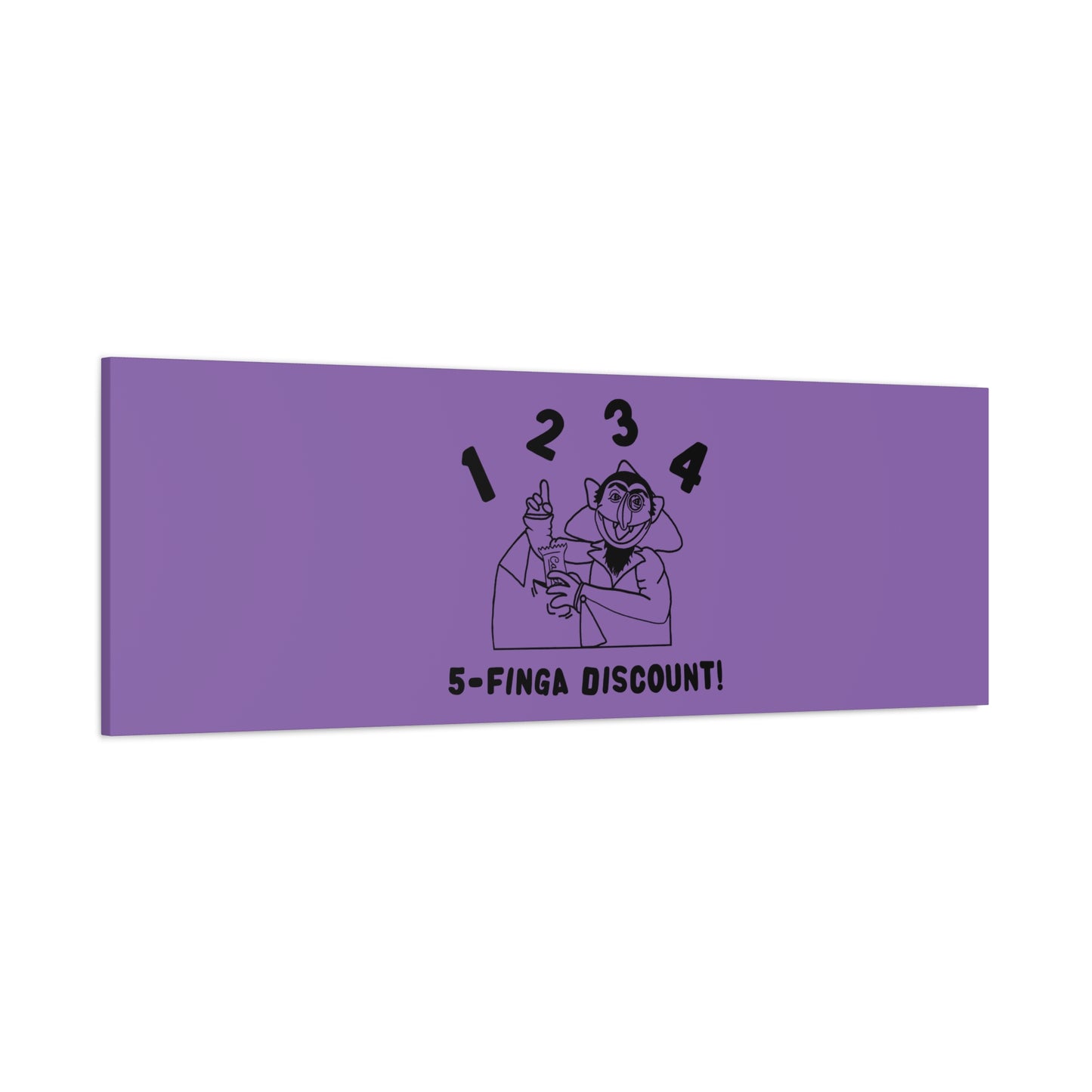Five Finger Discount Outline Canvas Print Light Purple - Sesame Street The Count Parody Art Print