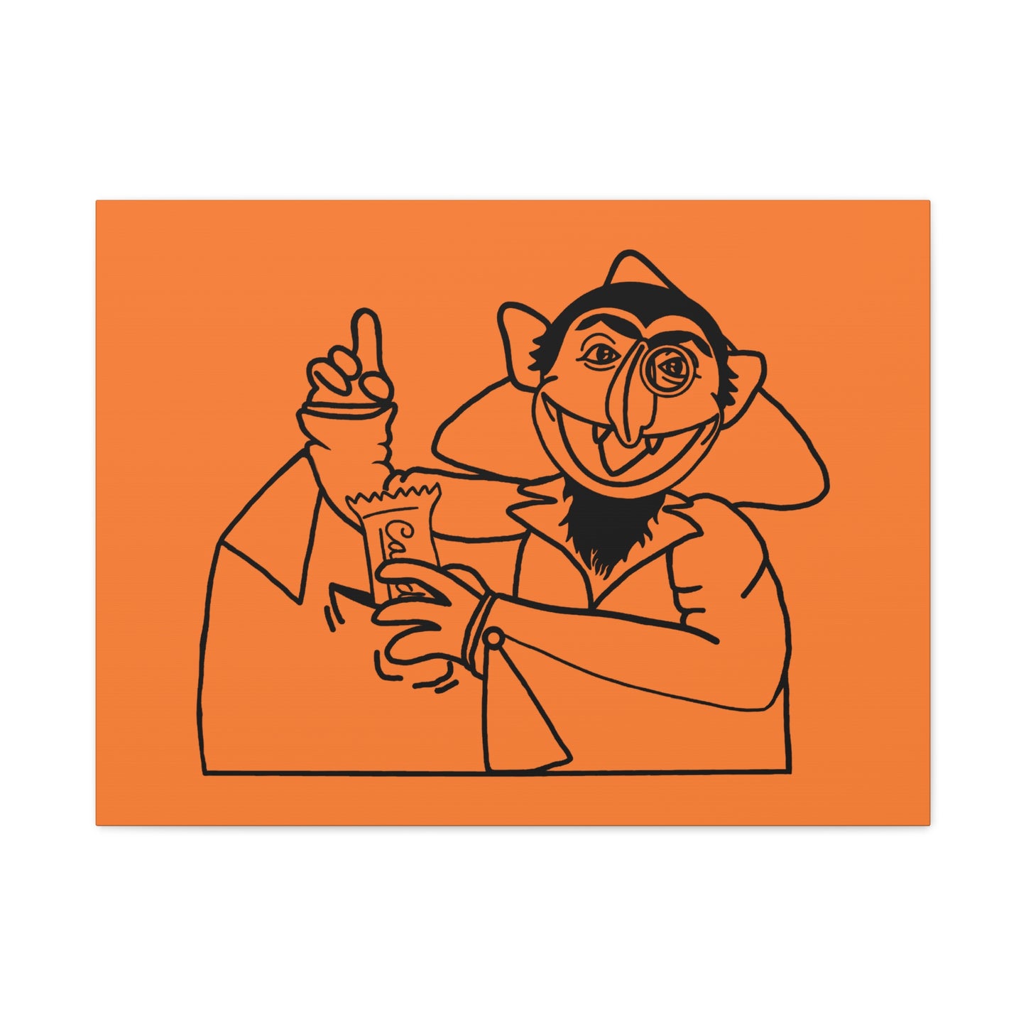 The Count Stealing Candy Outline Canvas Print Light Orange - Sesame Street The Count Parody Art