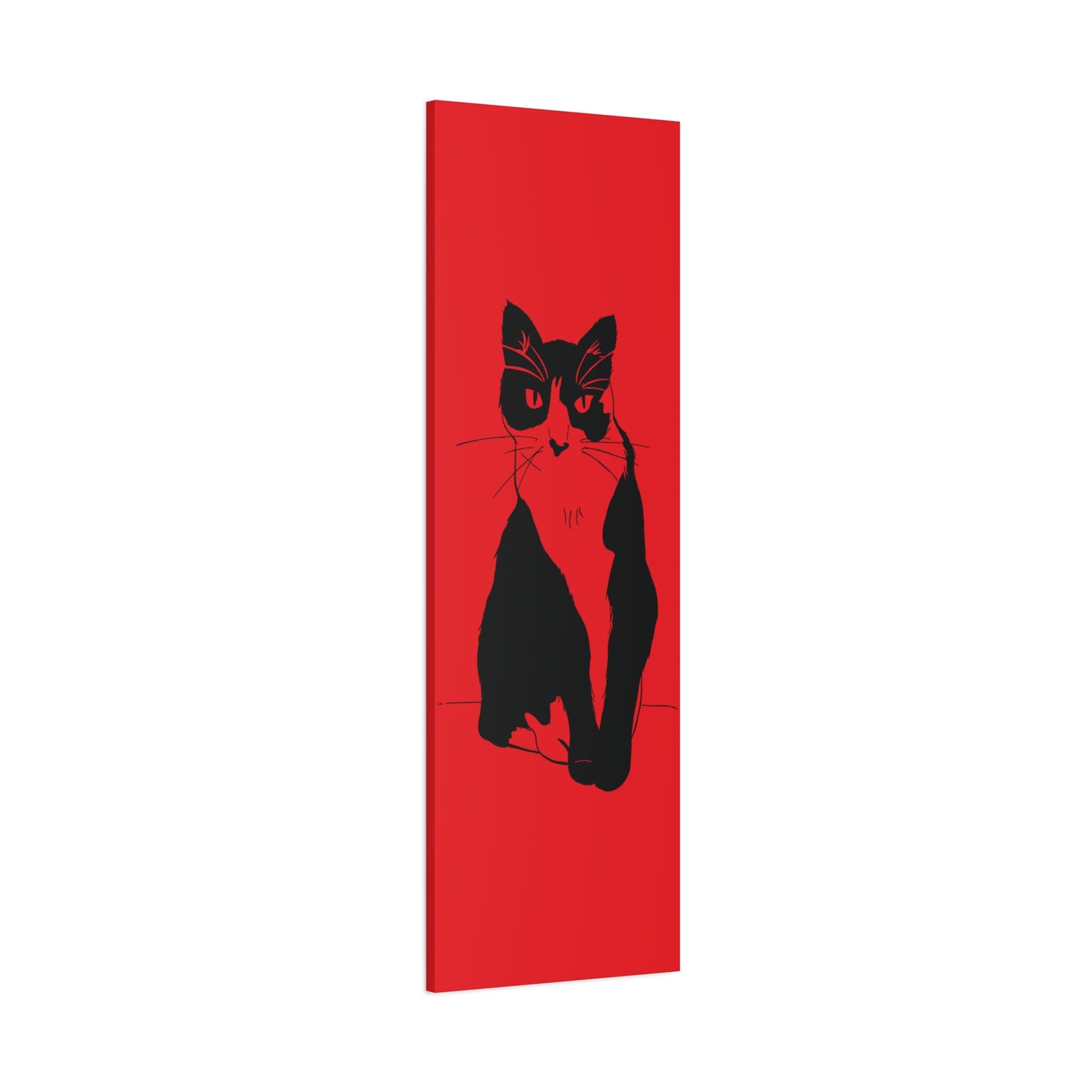 Cat Canvas Print on Red (Transparent Style Cat) - Cat Drawing Art