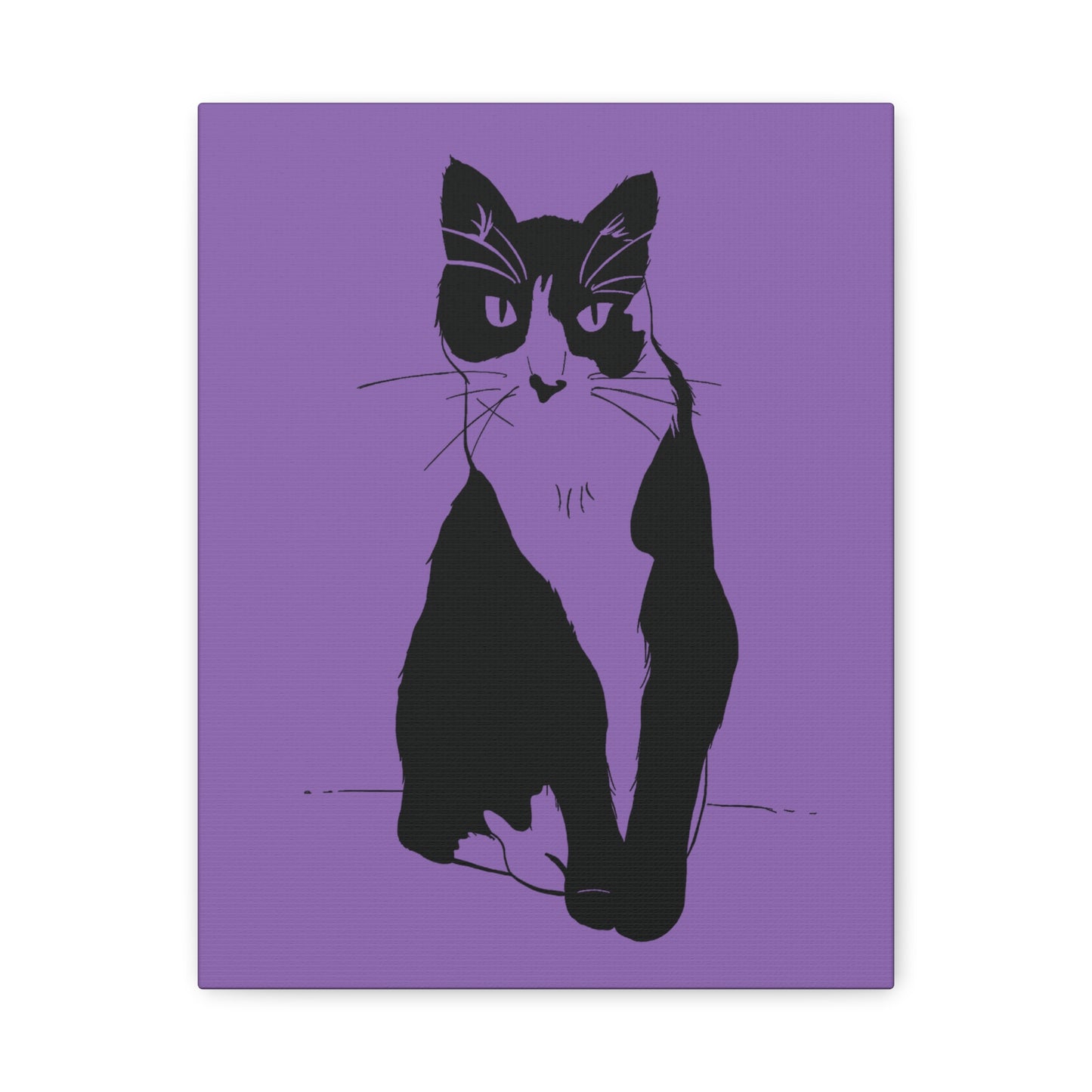 Cat Canvas Print on Purple (Transparent Style Cat) - Cat Drawing Art