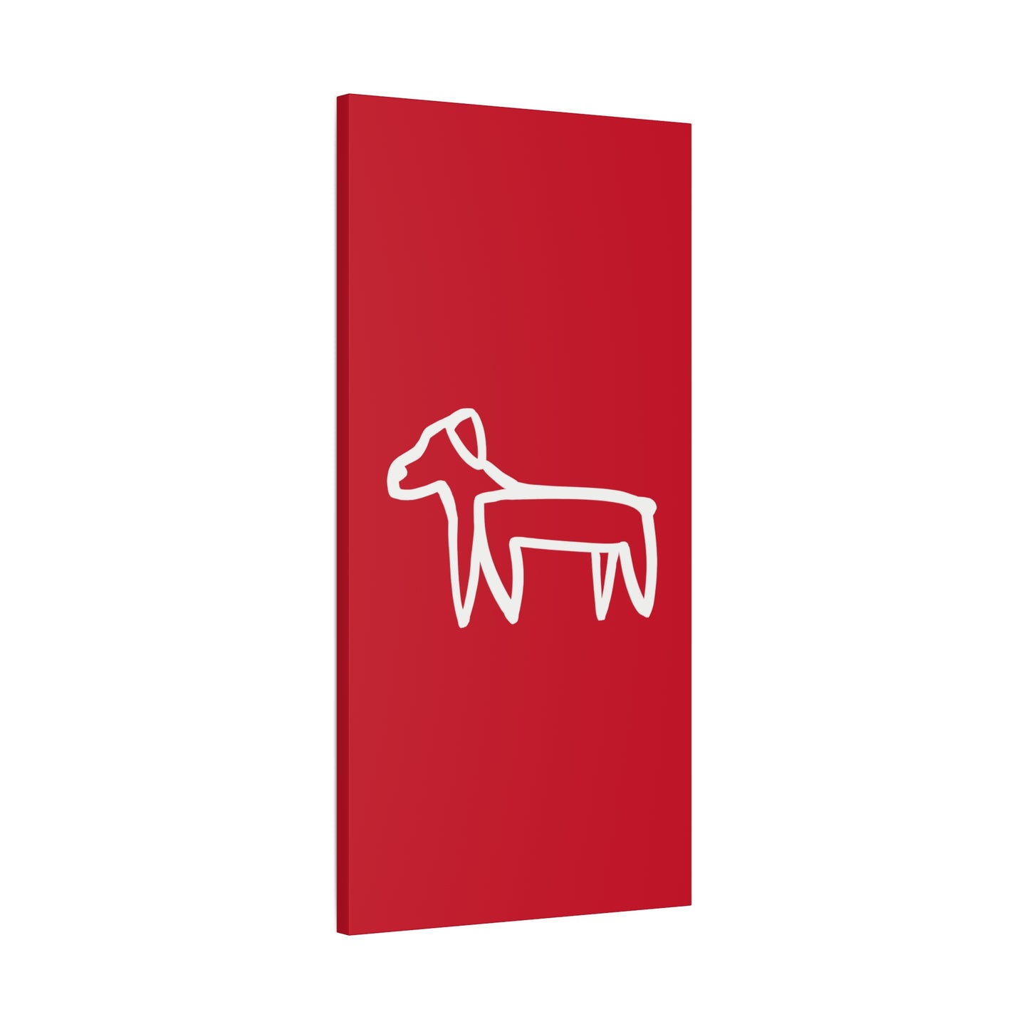 Dog Canvas Print on Red (Transparent Style White Dog) - Dog Art Print