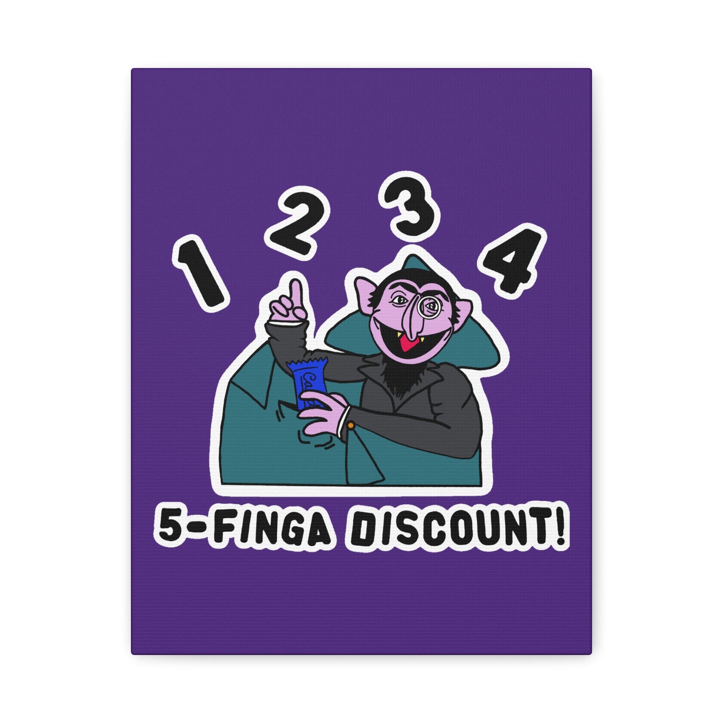 Five Finger Discount Canvas Print Light Purple - Sesame Street The Count Parody Art Print