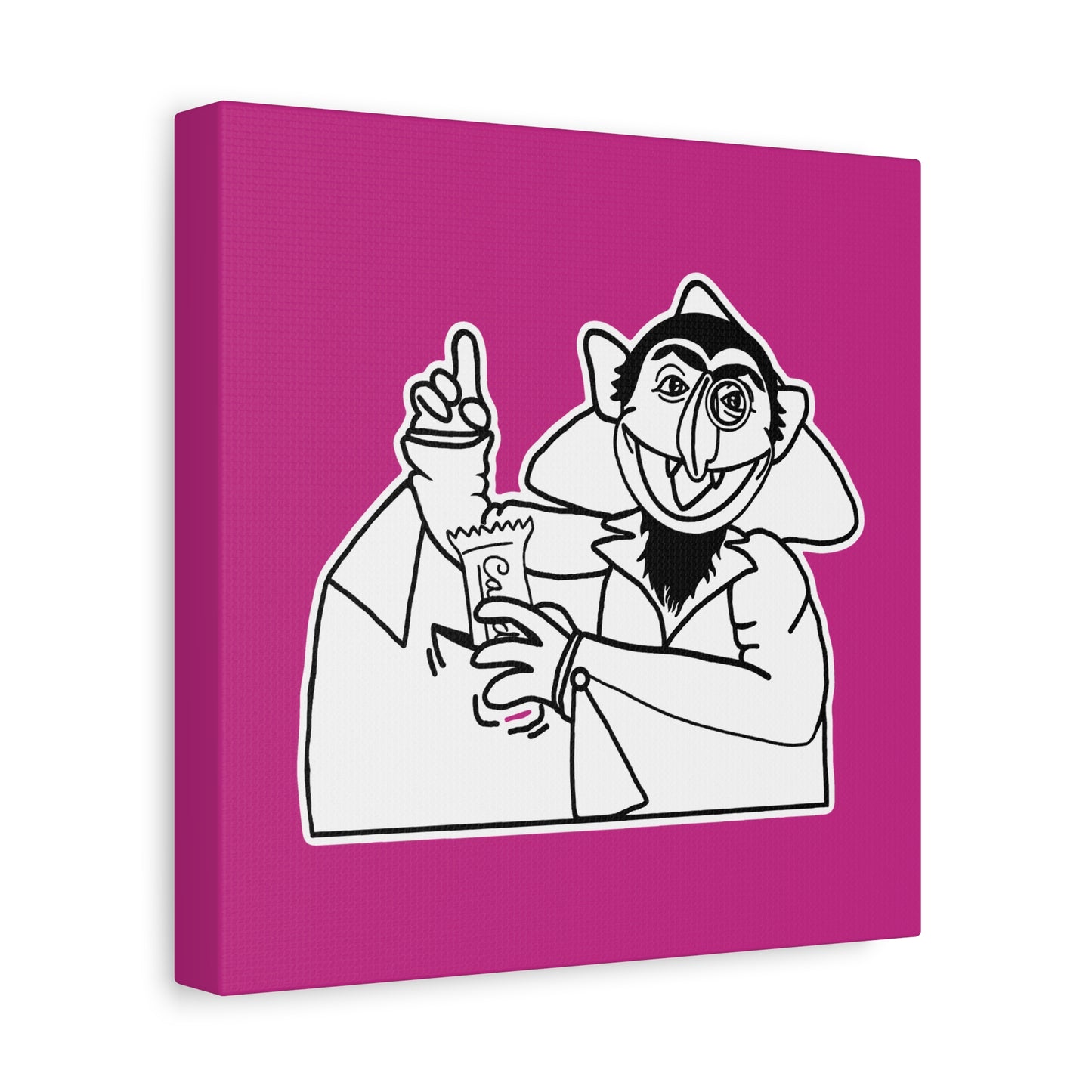 The Count Stealing Candy Outline Canvas Print Pink - Sesame Street The Count Parody Art