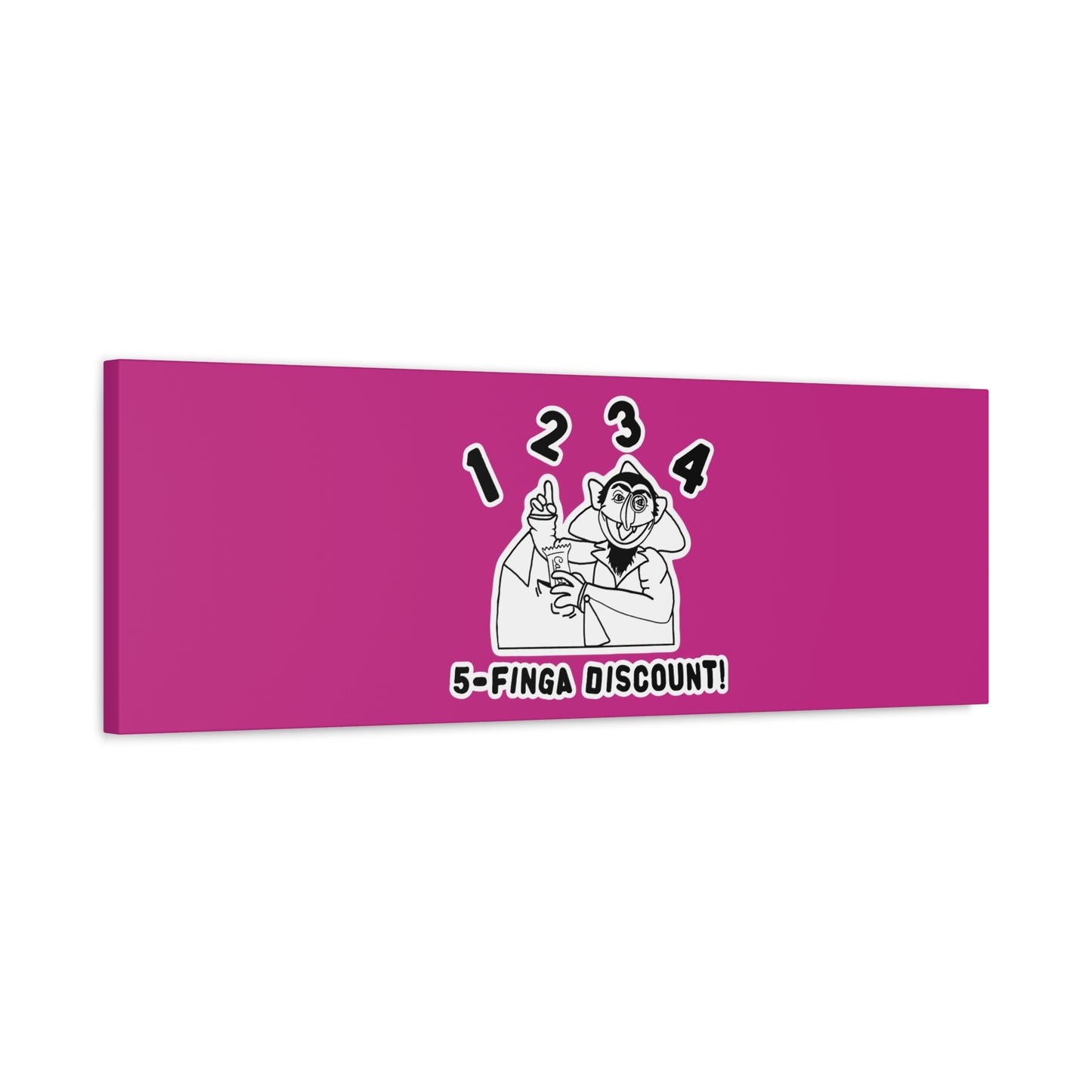 Five Finger Discount Outline Canvas Print Pink - Sesame Street The Count Parody Art Print