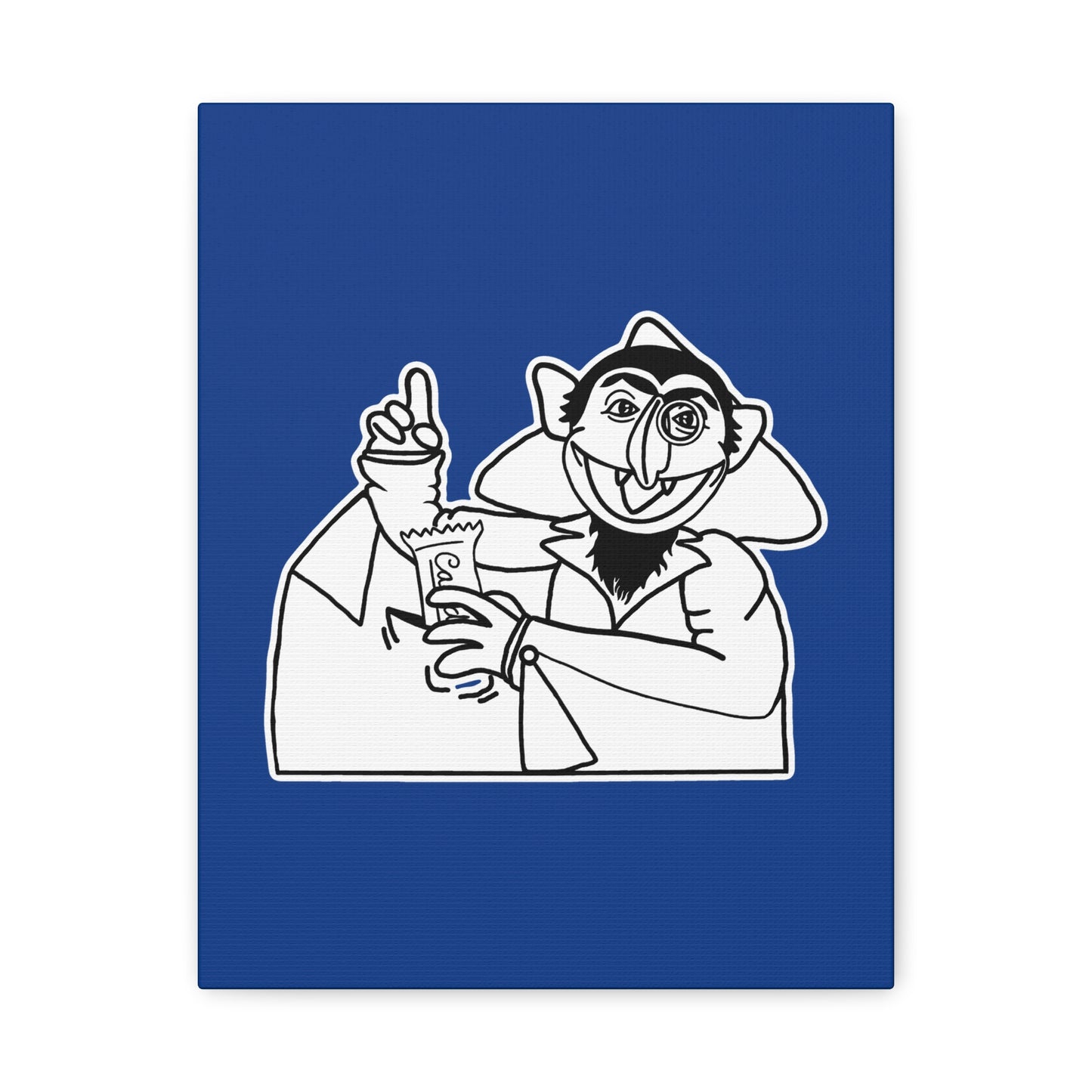 The Count Stealing Candy Outline Canvas Print Dark Blue - Sesame Street The Count Parody Art