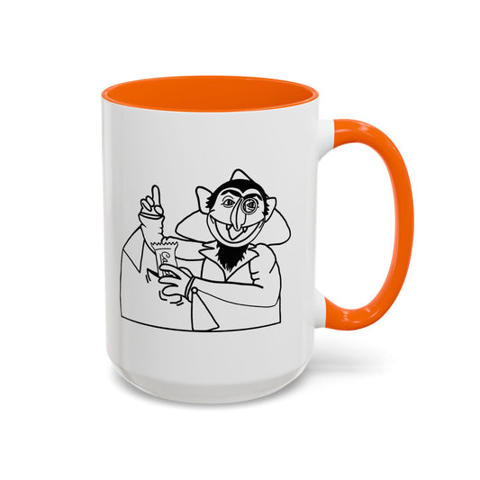 The Count Stealing Candy Outline Accent Mug - Sesame Street The Count Parody Coffee Mug