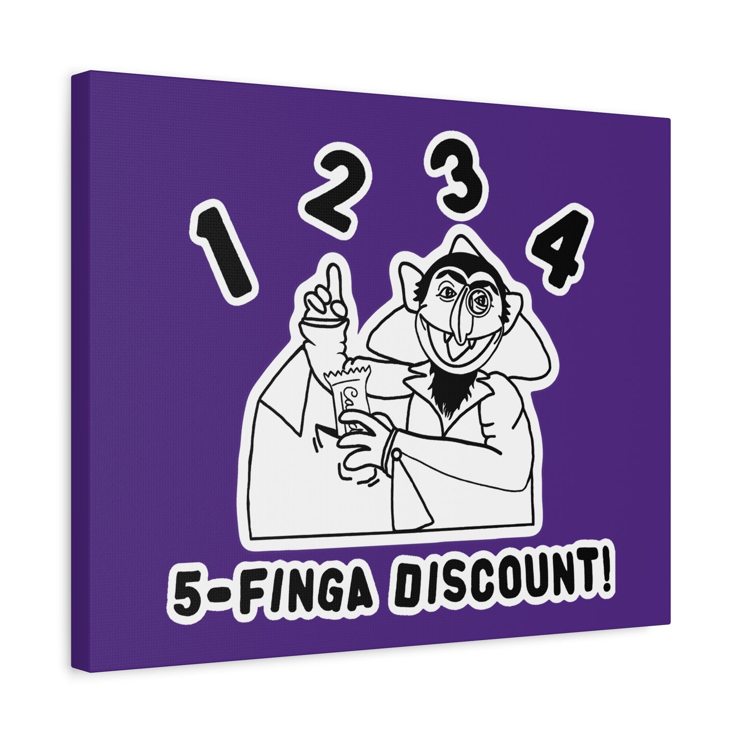 Five Finger Discount Outline Canvas Print Purple - Sesame Street The Count Parody Art Print