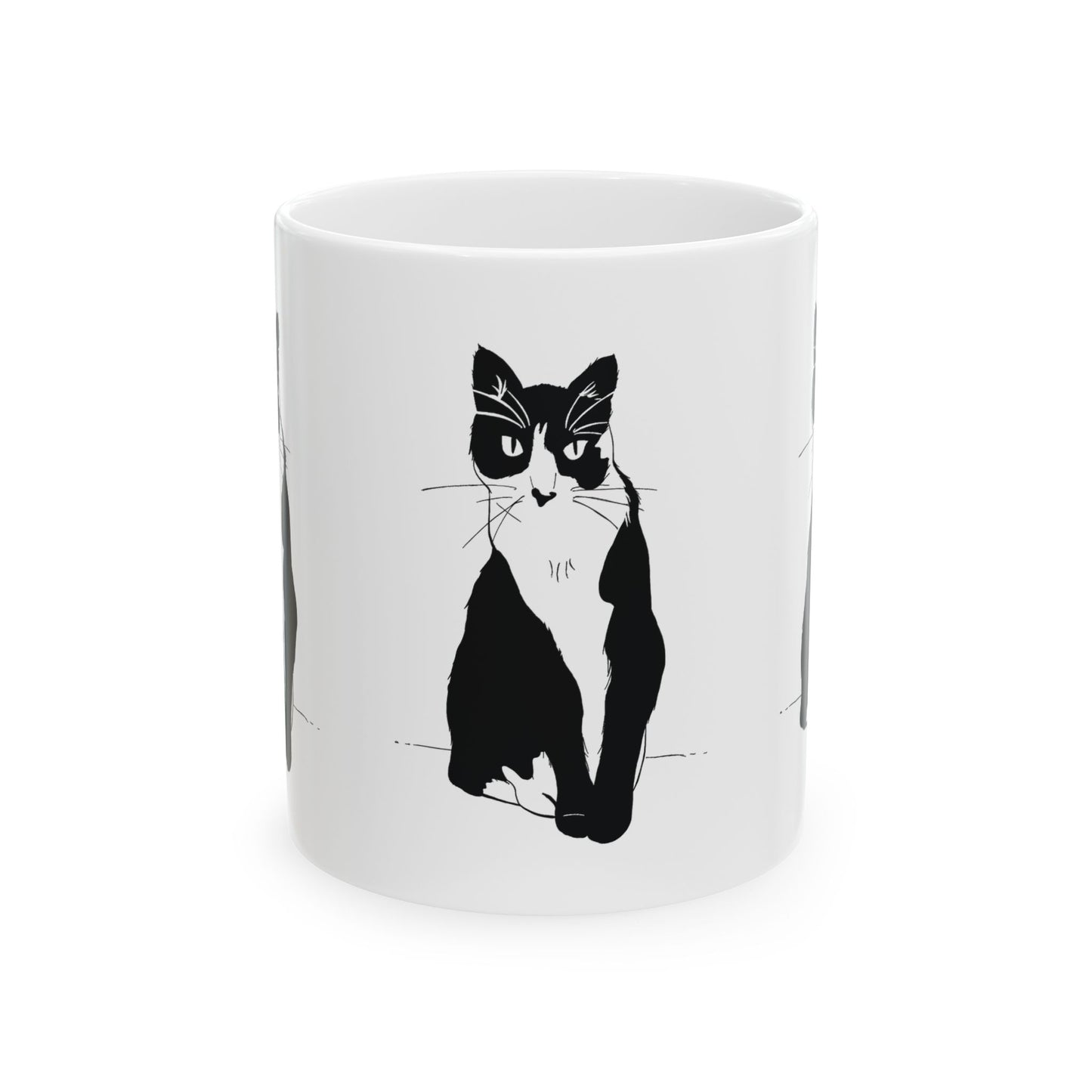 Three Cats Mug (Transparent Style Cat) - Three Cats Edition Cat Drawing Mug