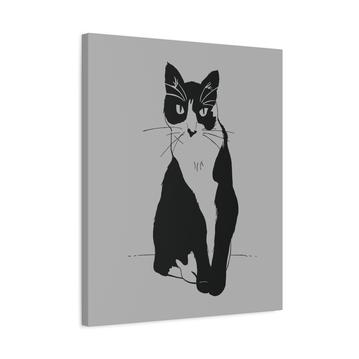 Cat Canvas Print on Grey (Transparent Style Cat) - Cat Drawing Art