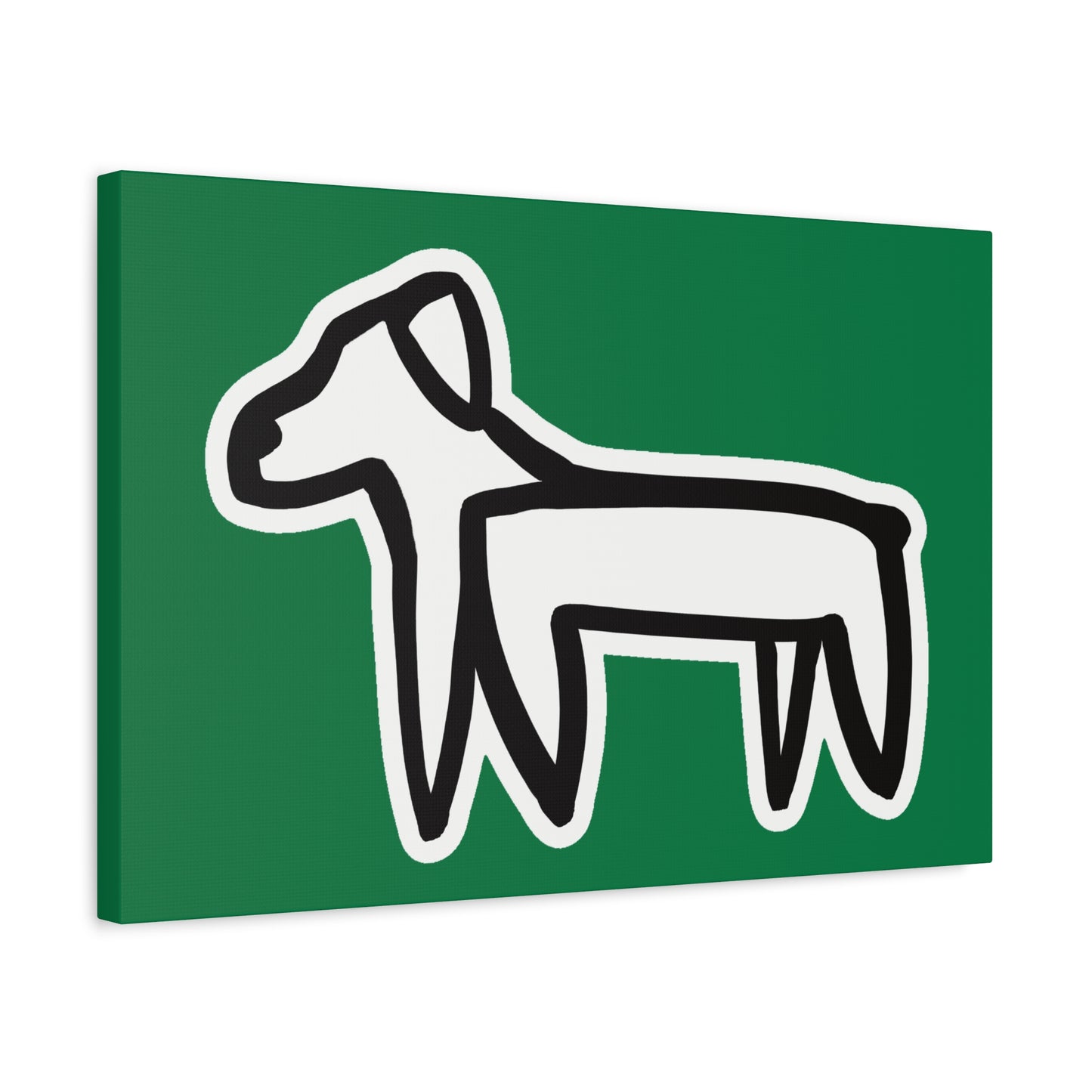 Dog Canvas Print on Green (Sticker Style White Dog) - Dog Art Print